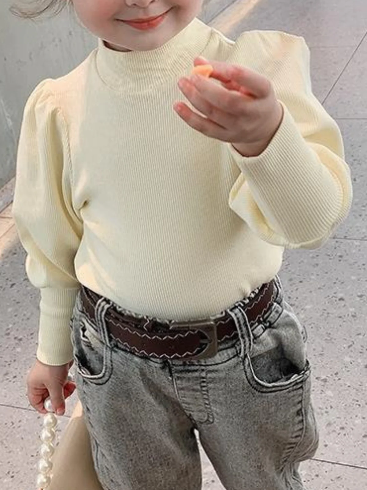 A Little Drama Puff Sleeve Mock Neck Sweater - Image 3