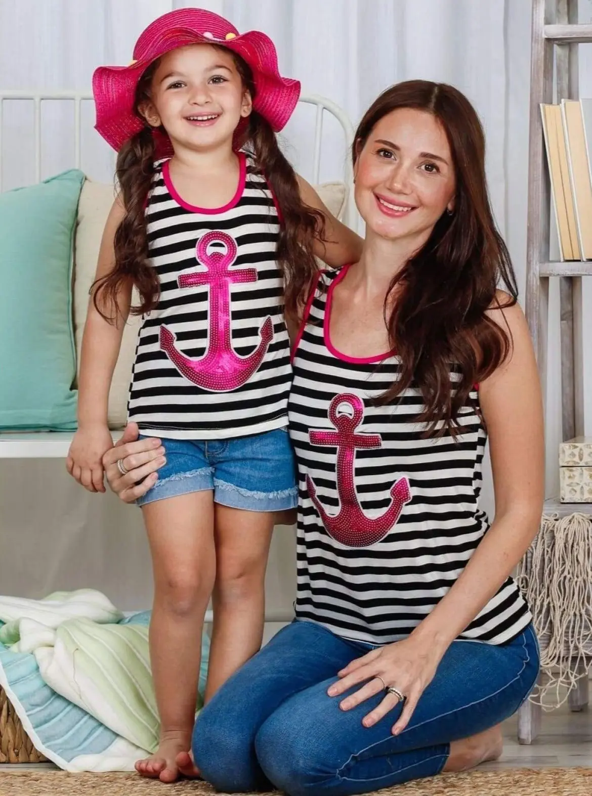 Mommy and Me Striped Sequin Anchor Tank Top - Image 4