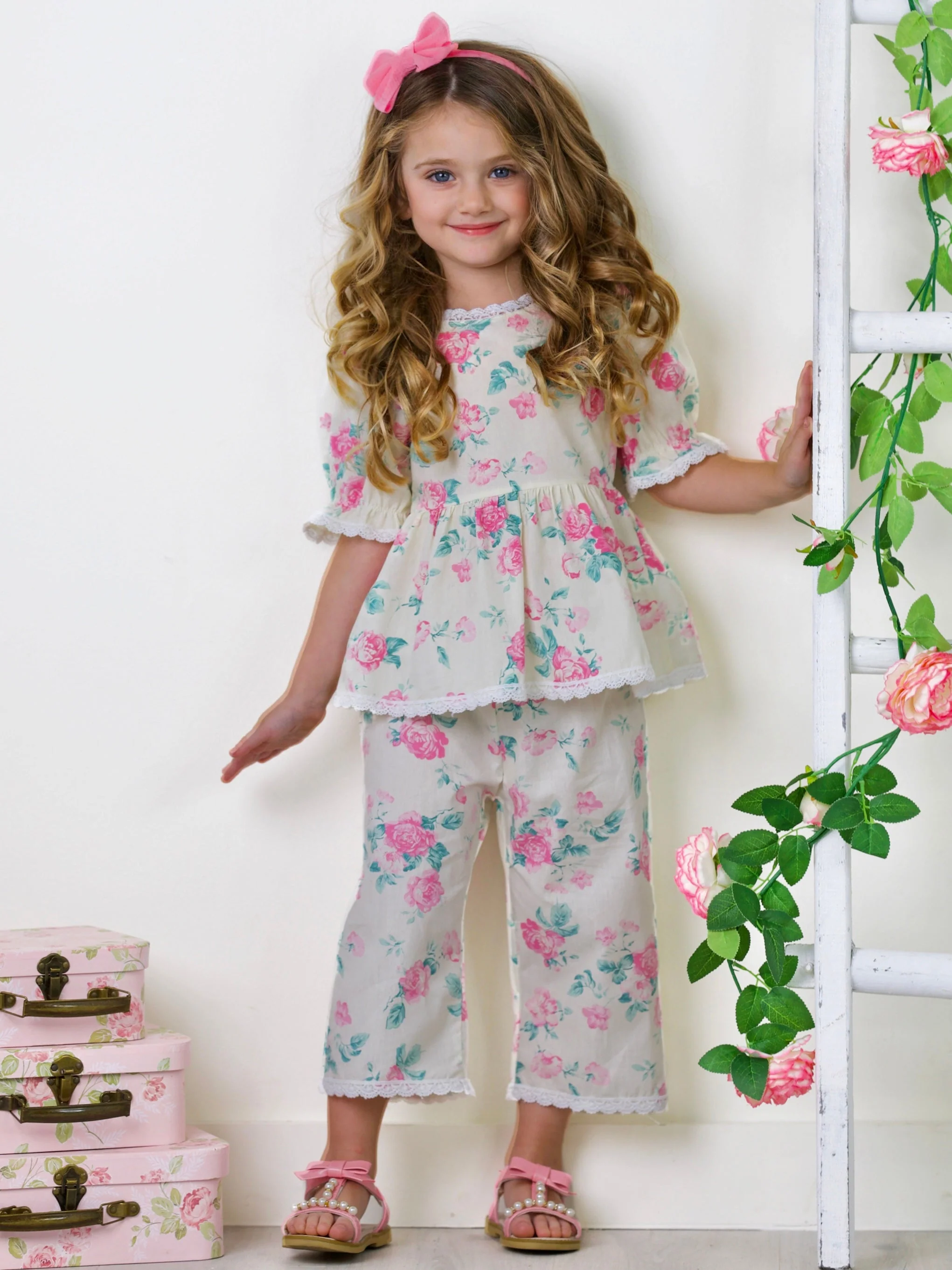Blooming In Comfort Floral Wide Leg Pants Set - Image 3