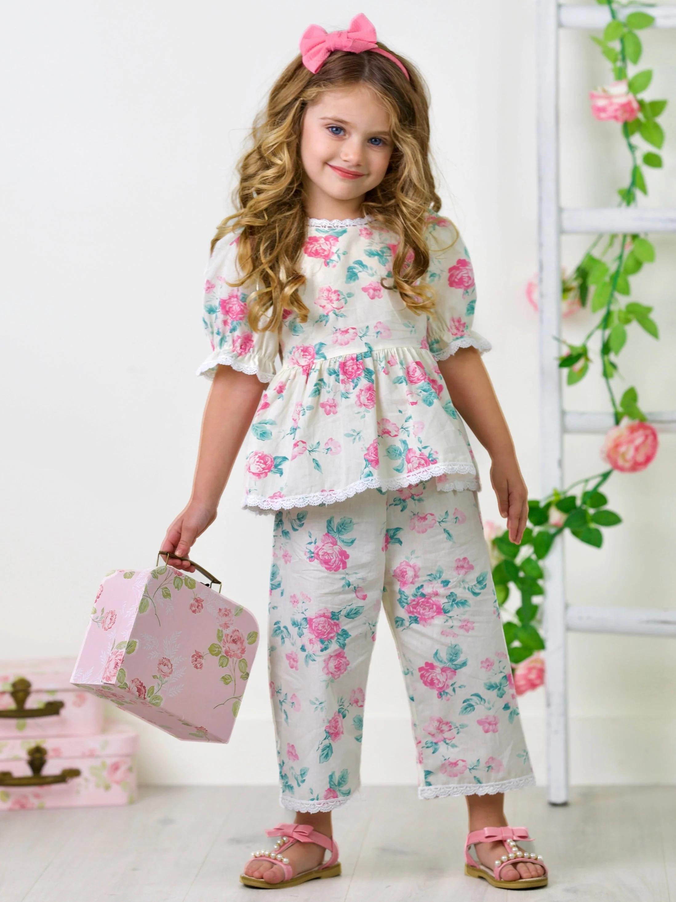 Blooming In Comfort Floral Wide Leg Pants Set - Image 4