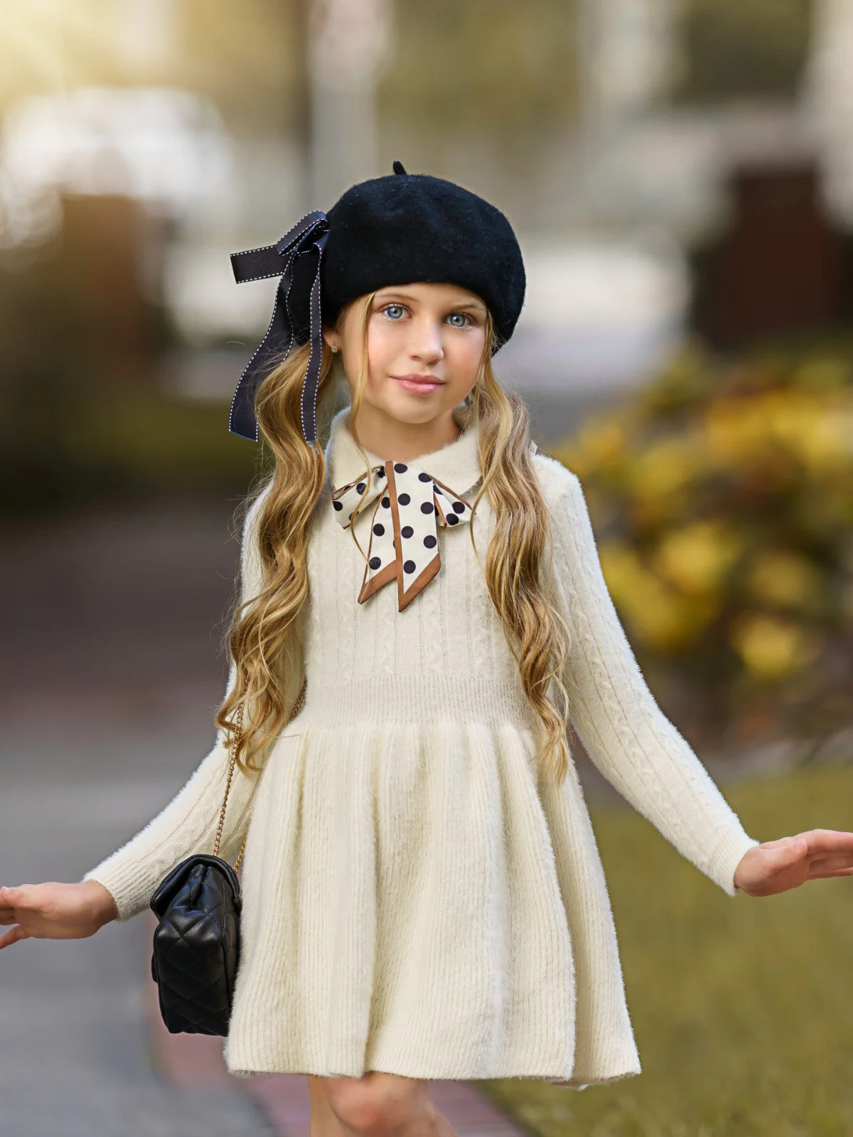 Dots and Bows Wool Sweater Dress - Image 5