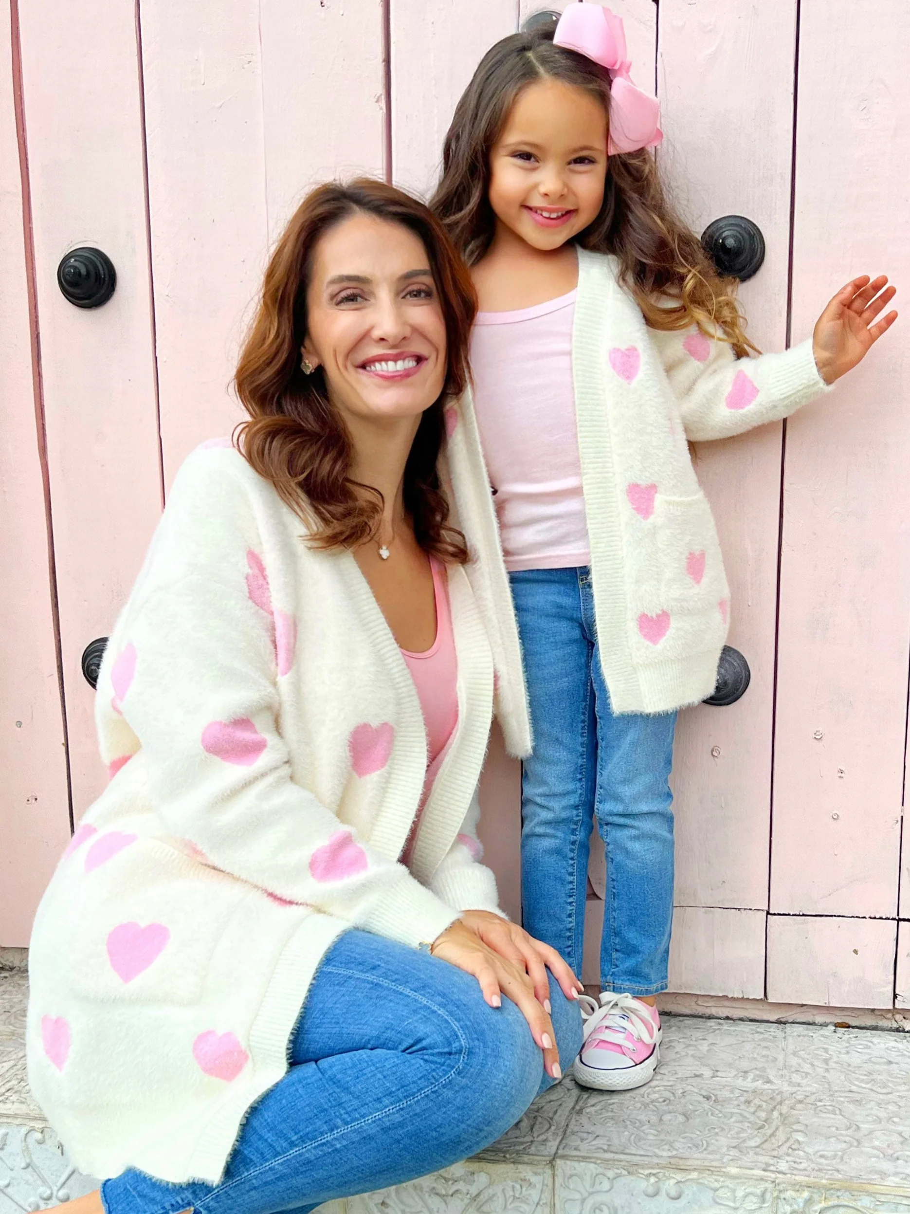 Mommy and Me I Love You Lots Ivory Oversized Heart Cardigan - Image 3
