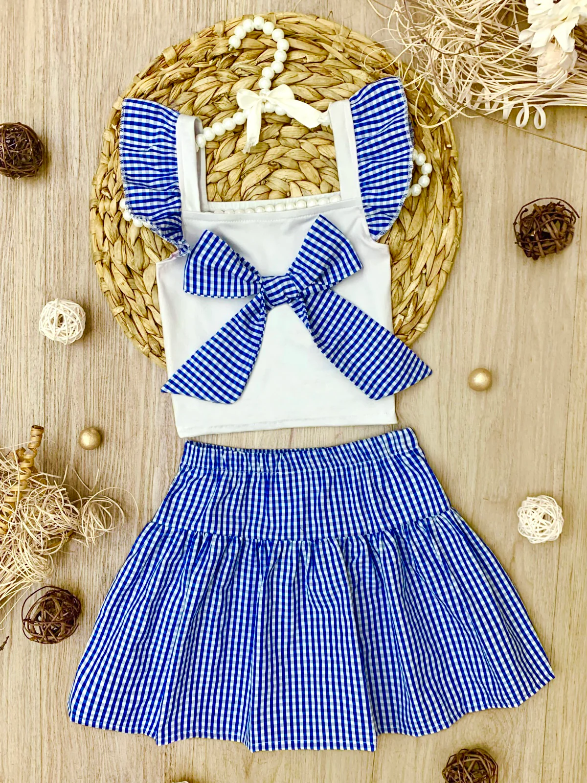 Country Chic Gingham Bow Skirt Set - Image 4