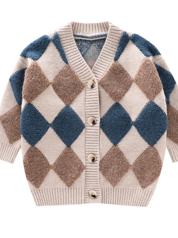 Such A Scholar Diamond Plaid Oversized Cardigan - Image 3