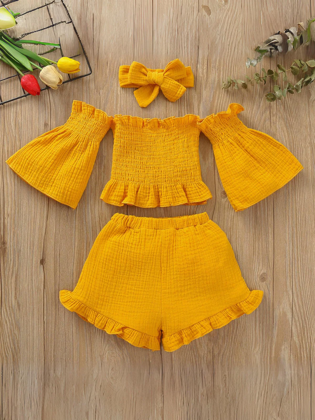 Comfy For Spring Smocked Top And Ruffle Short Set - Image 11