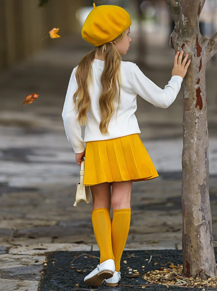 You're The Sunflower Cardigan and Pleated Skirt Set - Image 4