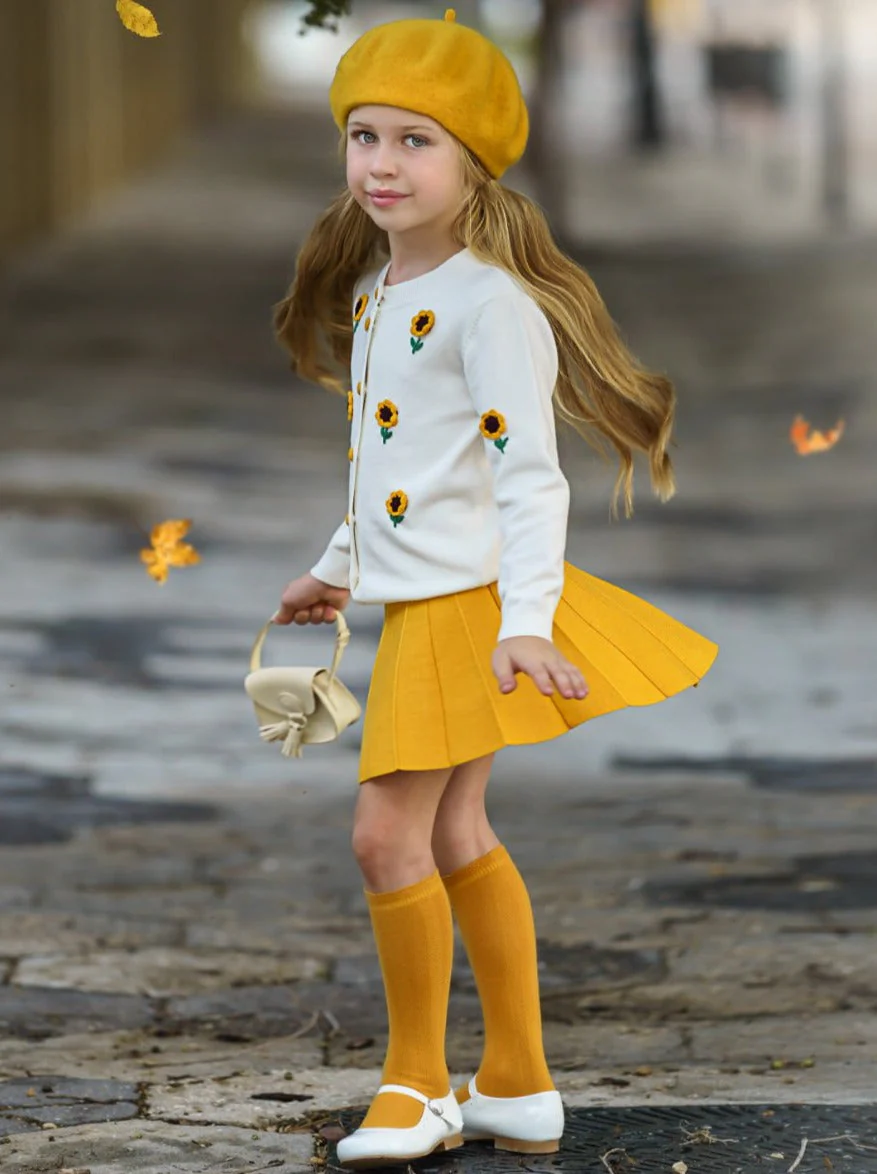 You're The Sunflower Cardigan and Pleated Skirt Set - Image 5