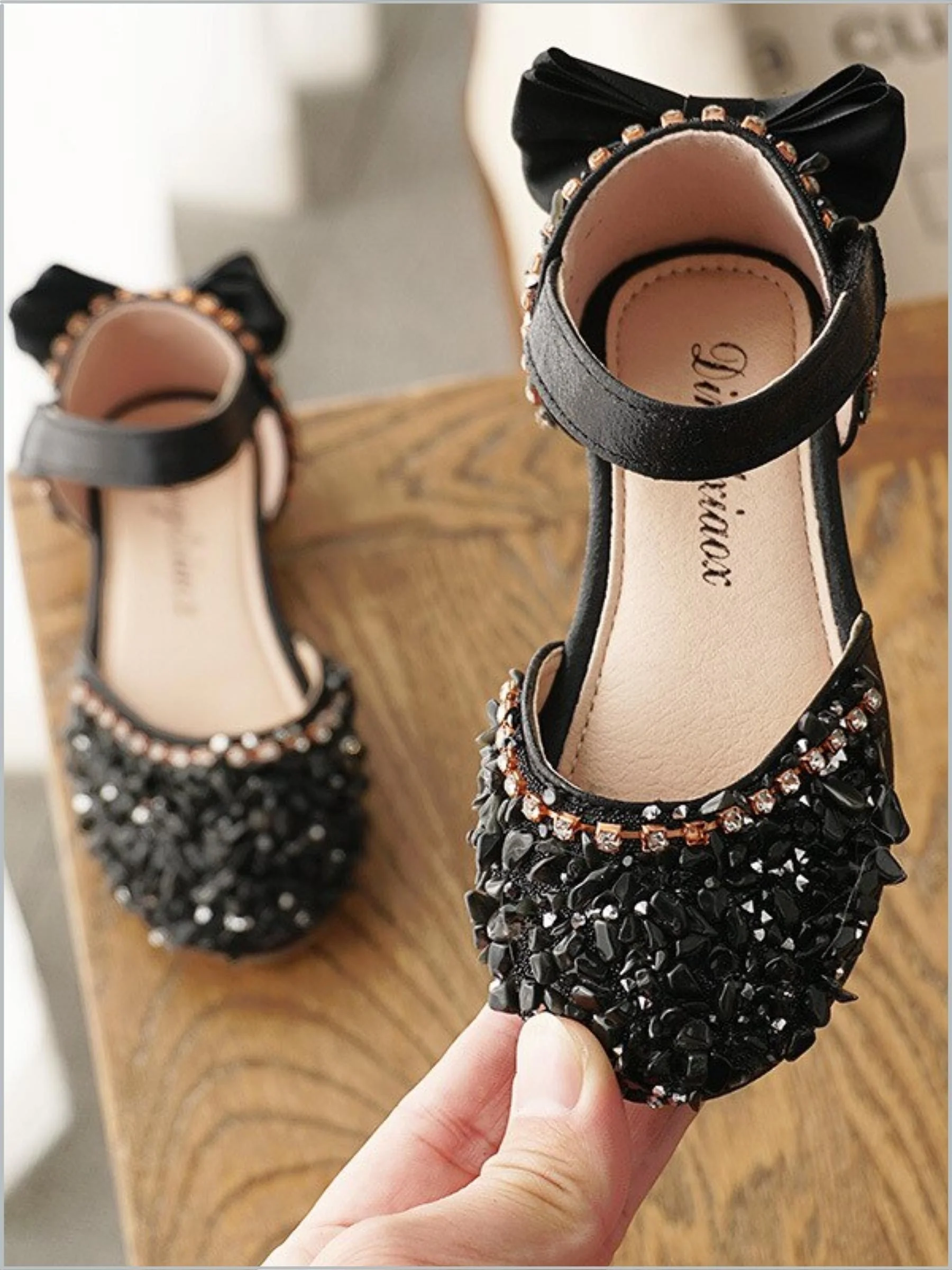 Rhinestone Sparkle Heel Bow Flats By Liv and Mia - Image 4