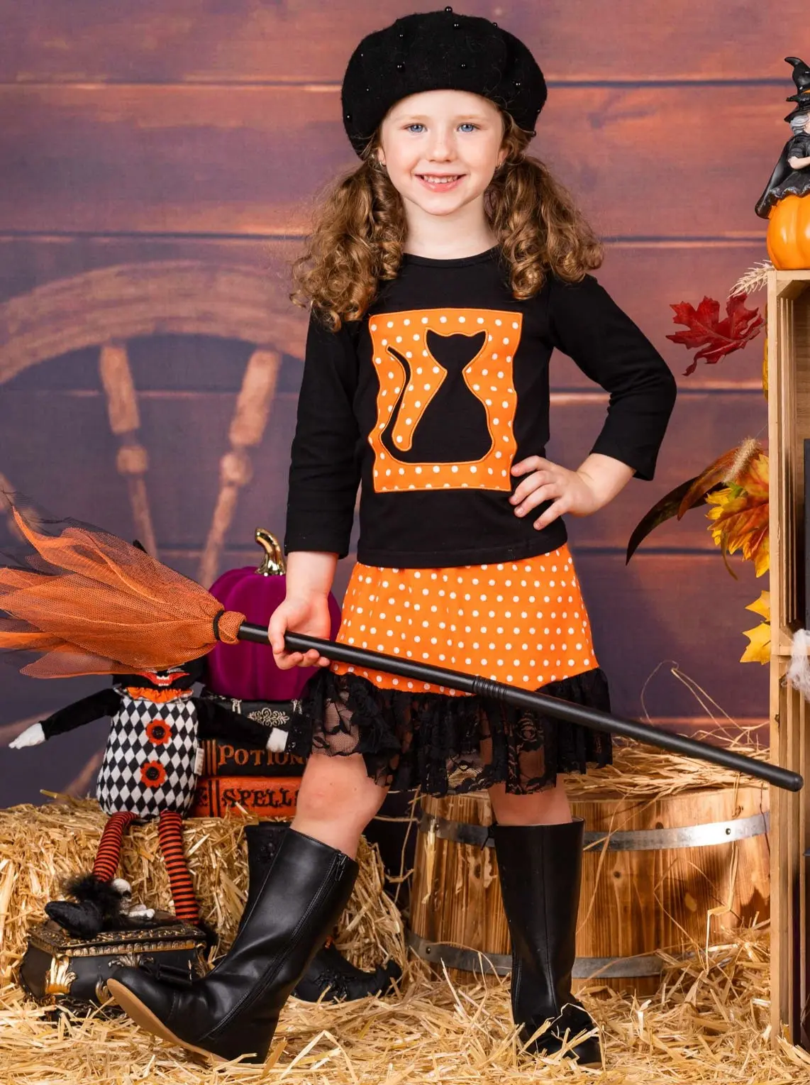 PAWsitive Polka Dot Top and Lace Hem Skirt Set - Image 4