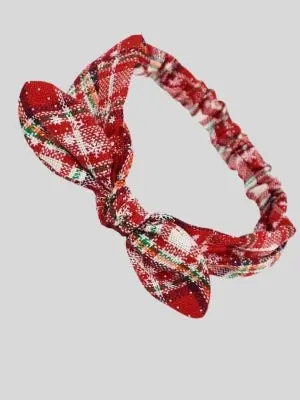 Girls Christmas Themed Plaid Bowtie Headband - Image 3