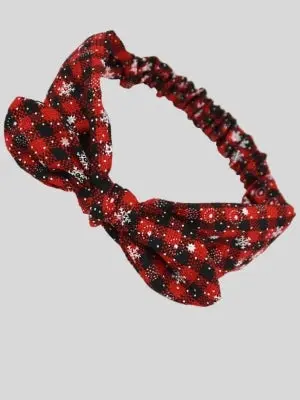 Girls Christmas Themed Plaid Bowtie Headband - Image 4