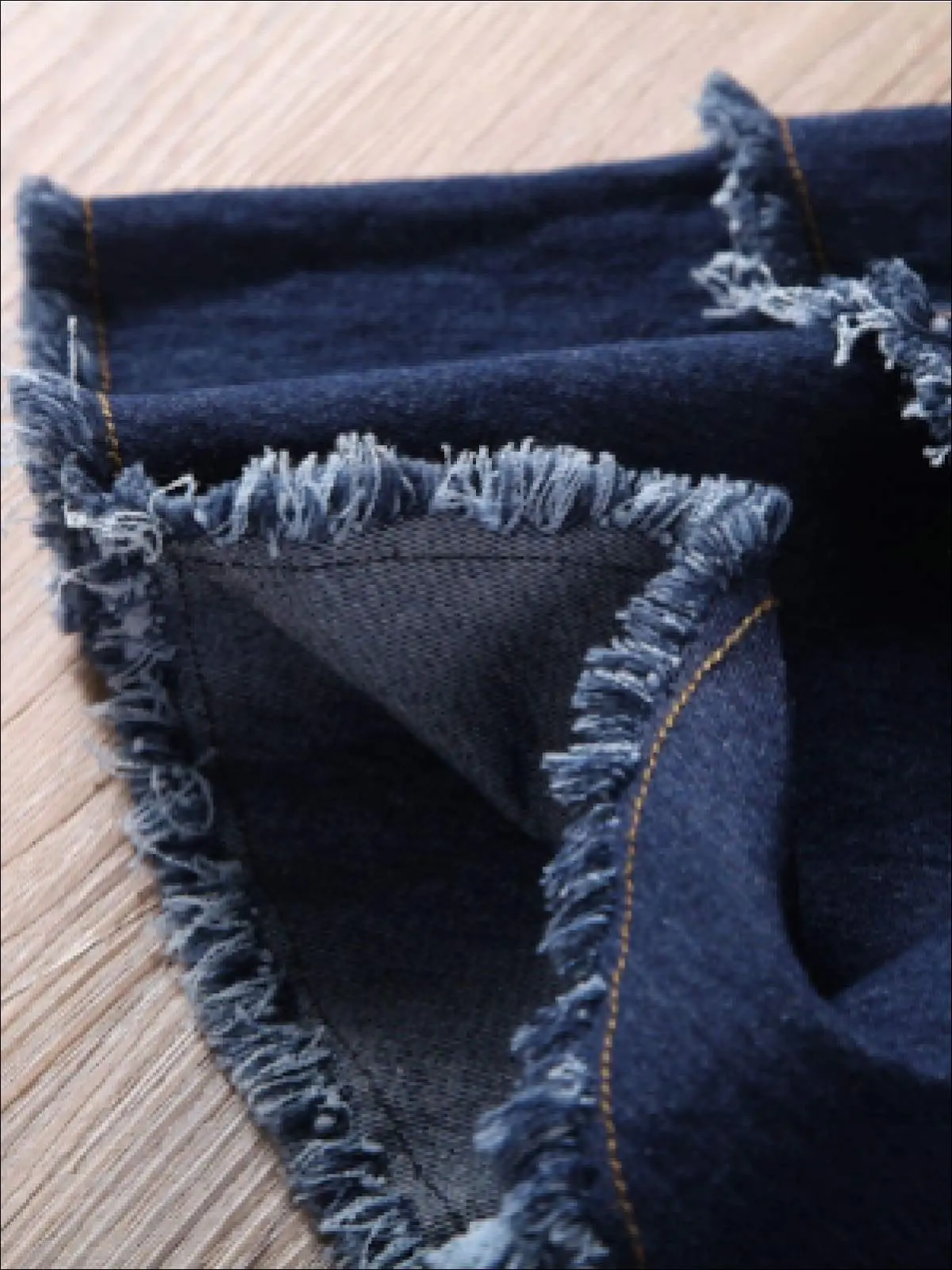 Dark Denim Frayed Bell Bottom Jeans - Image 4