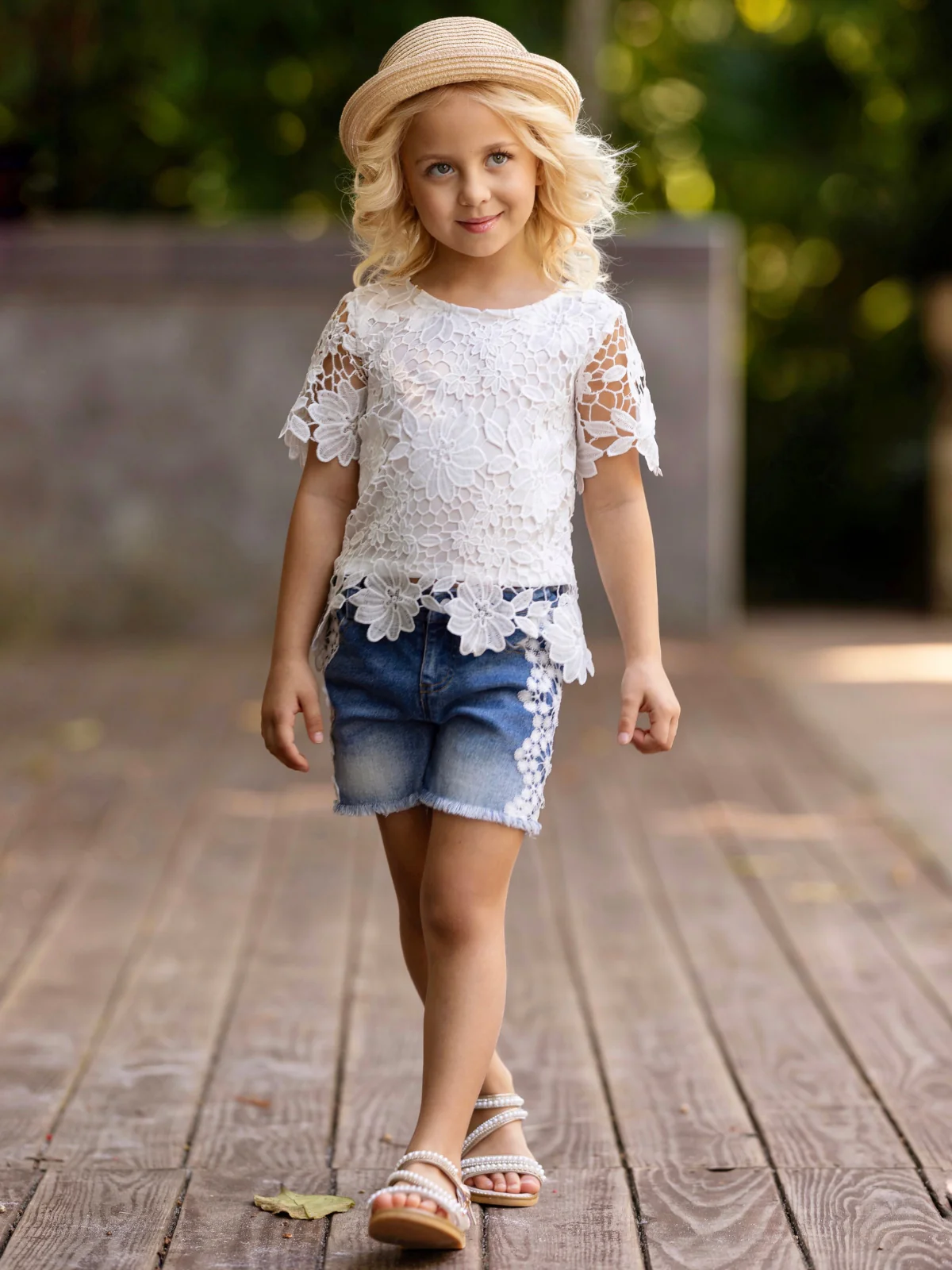 Lovely In Lace White Top and Denim Short Set - Image 6