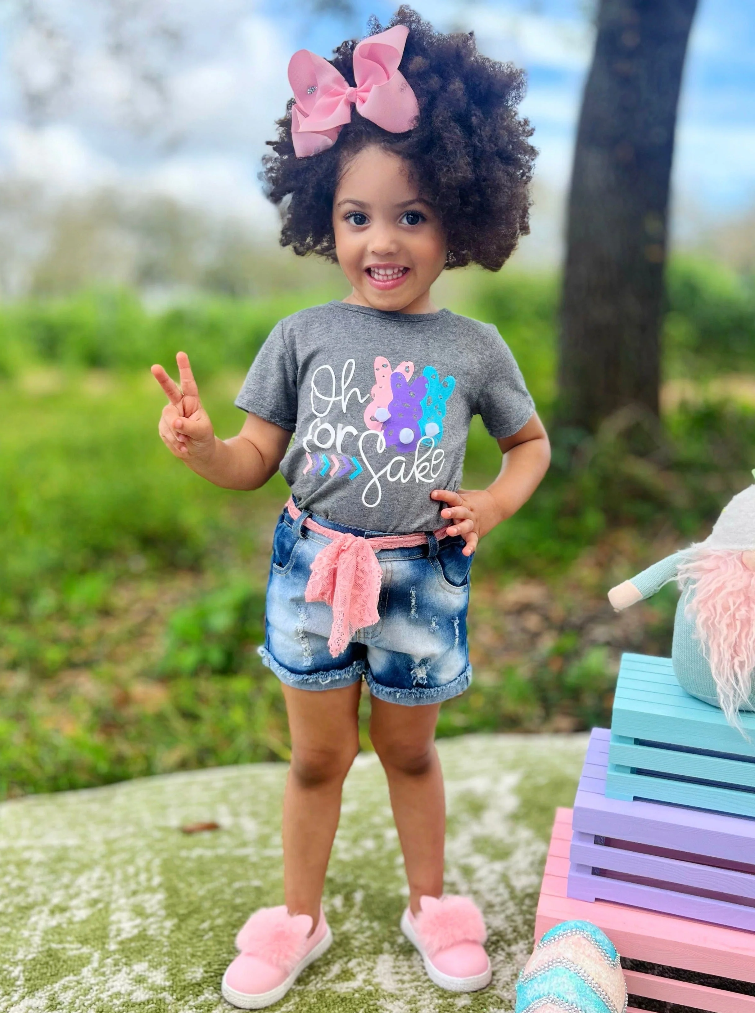 Oh For Bunnies' Sake Denim Shorts Set - Image 3