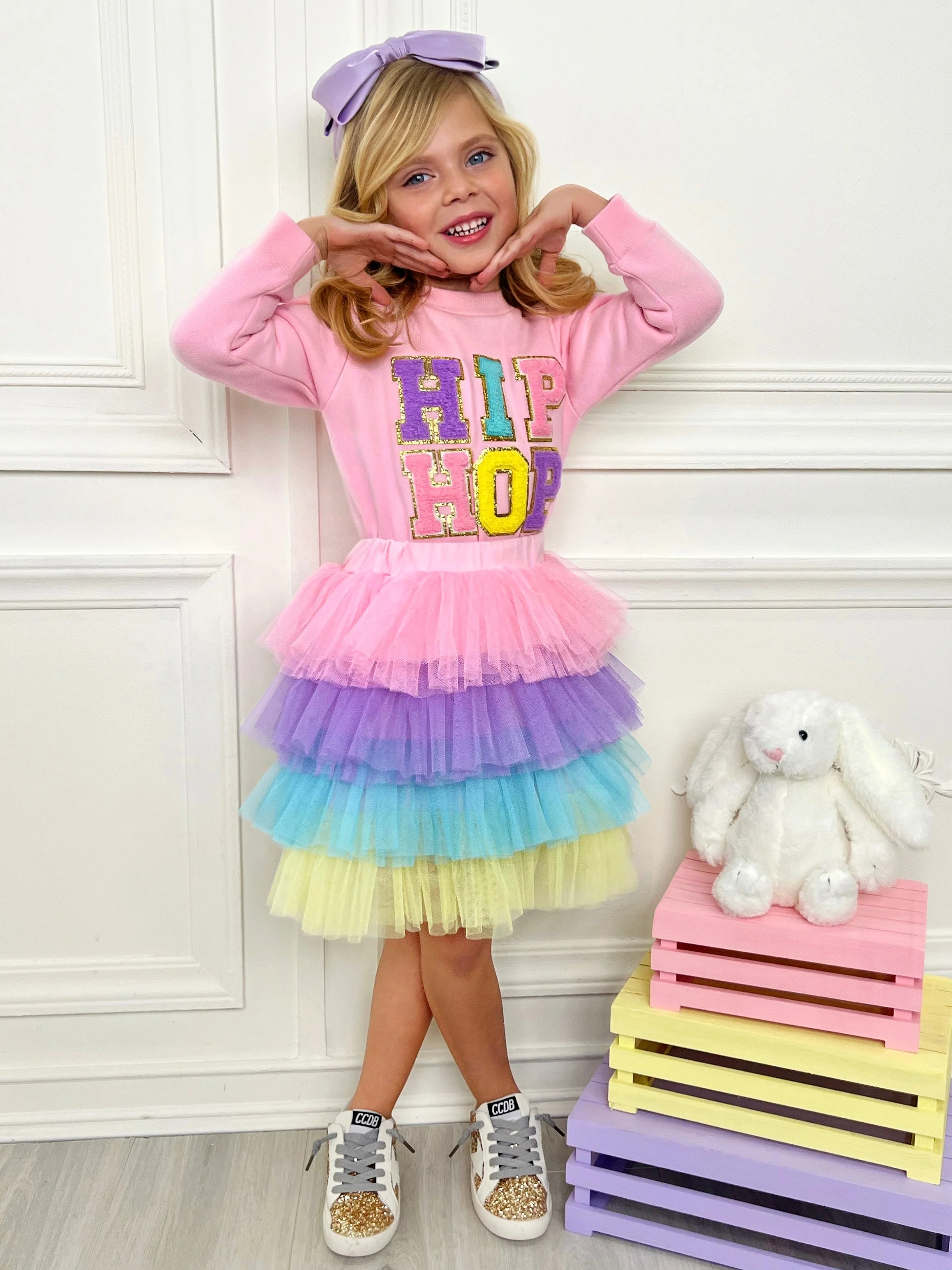 Hip Hop Sparkle Sweatshirt Tutu Skirt Set - Image 4