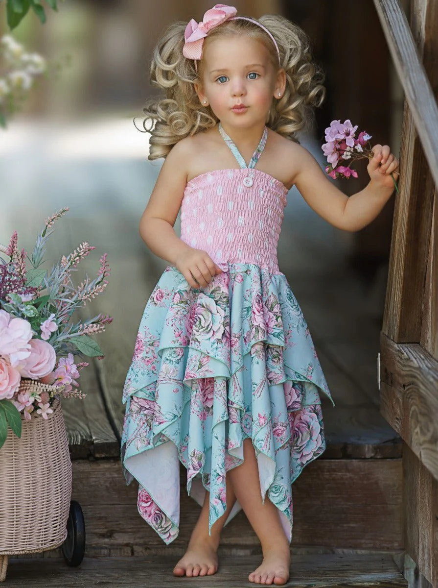 Fancy Roses Smocked Handkerchief Dress - Image 3