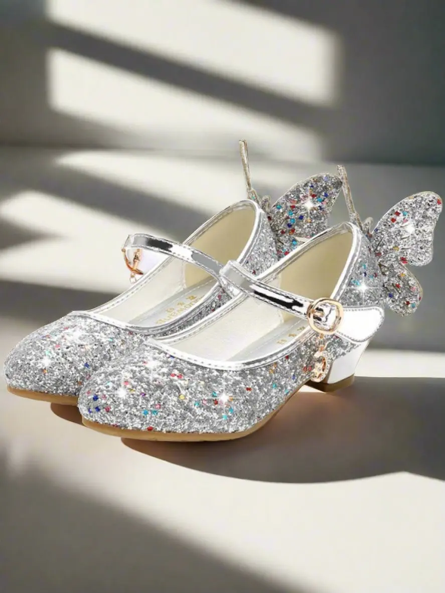 Glitter Butterfly Mary Jane Mini Heels By Liv and Mia - Image 3