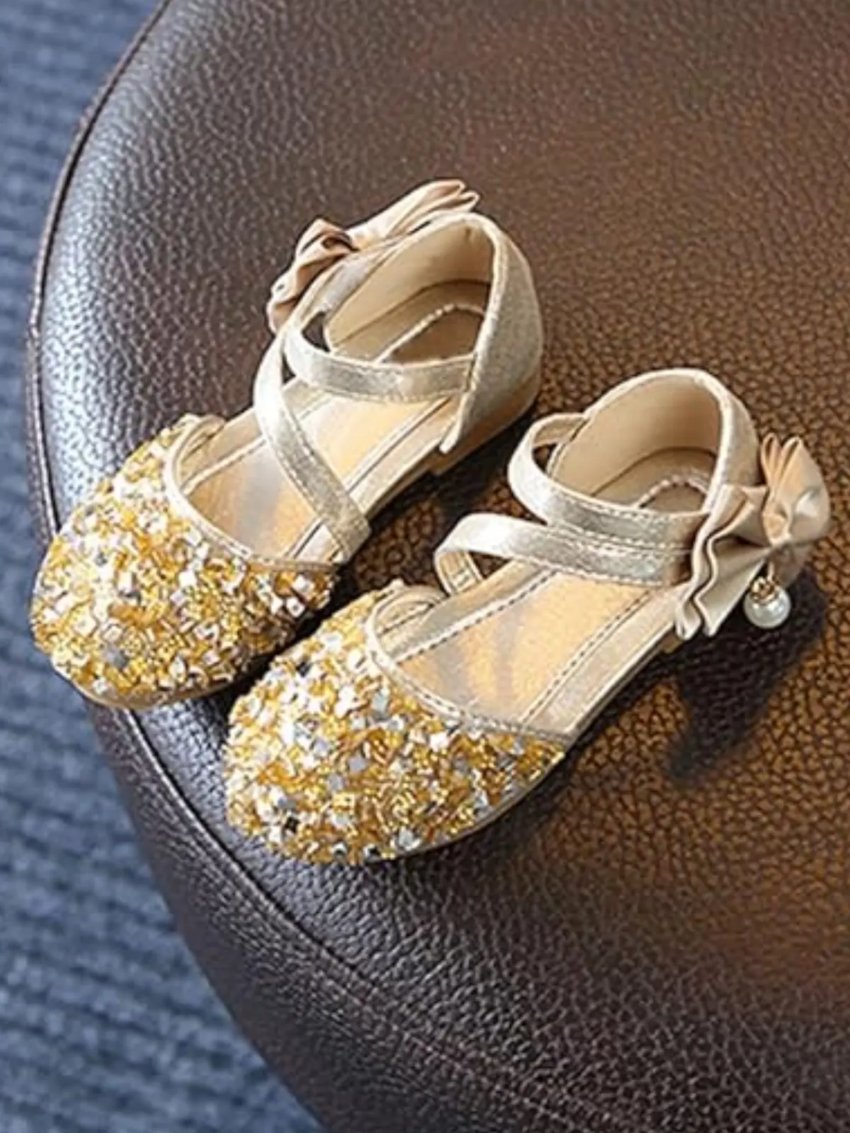 Gold Sequin Ballerina Flats By Liv and Mia - Image 5