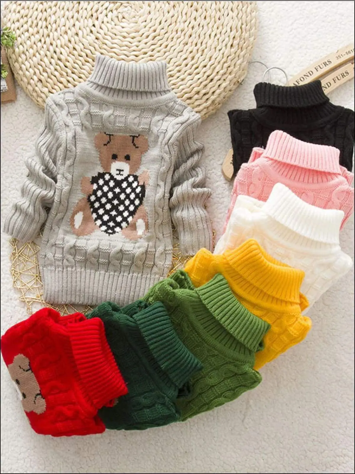 Knitted Bear Turtleneck Sweater - Image 6