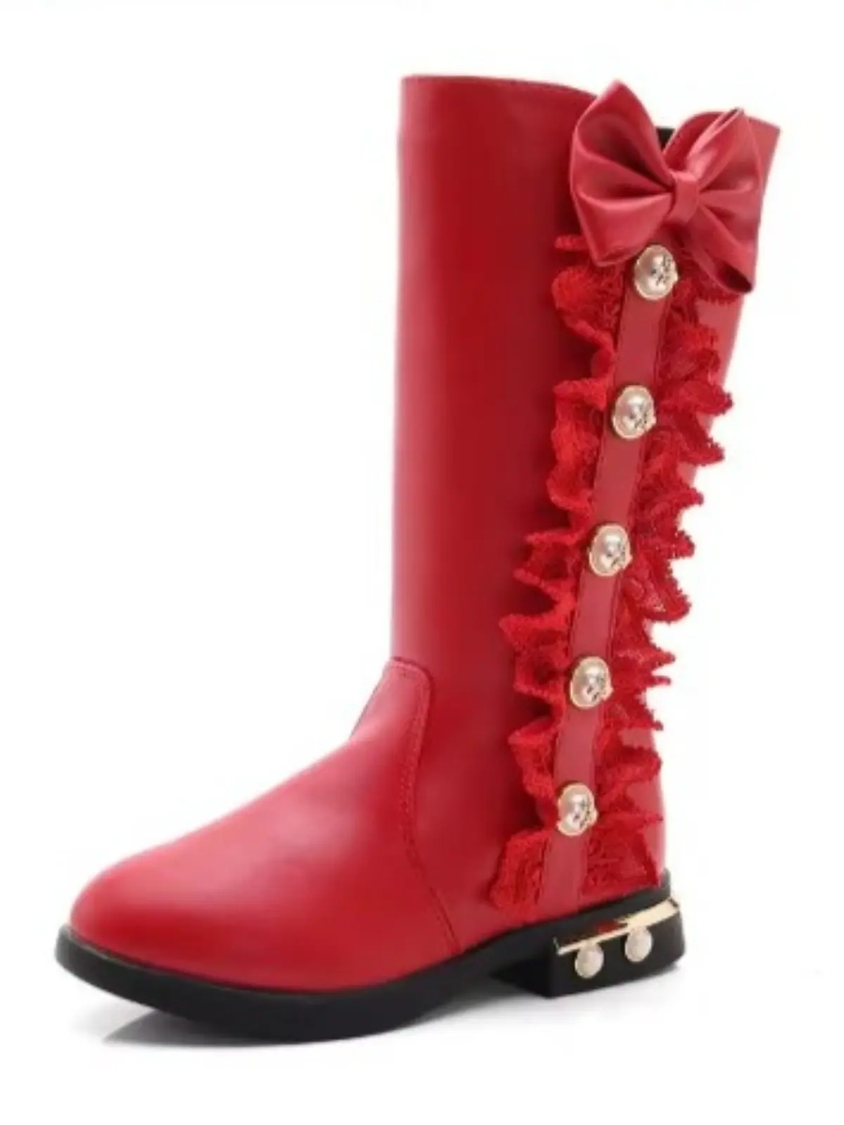 Lacey Red Bow Tie Princess Mid-Calf Boots By Liv and Mia - Image 3