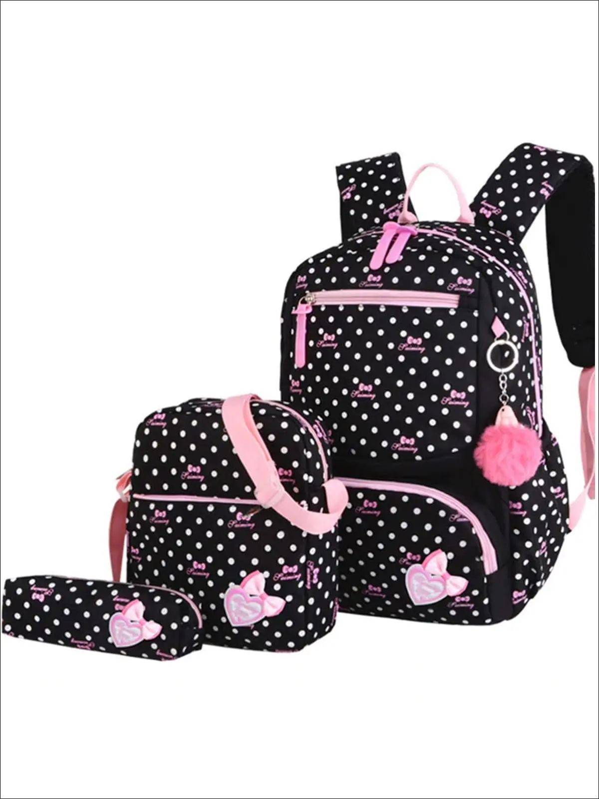 I Heart Polka Dots 3pc Backpack Set - Image 4