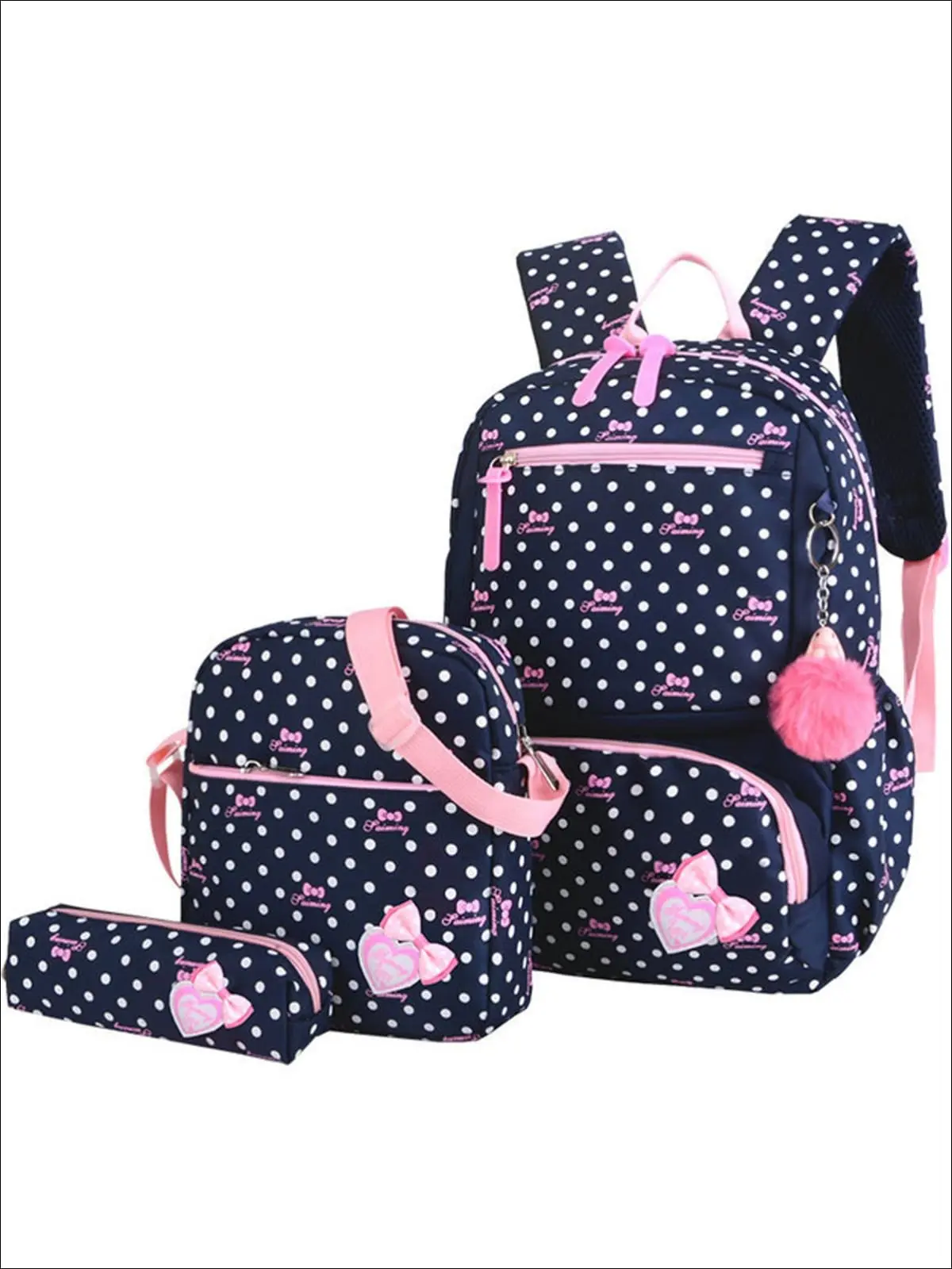 I Heart Polka Dots 3pc Backpack Set - Image 5