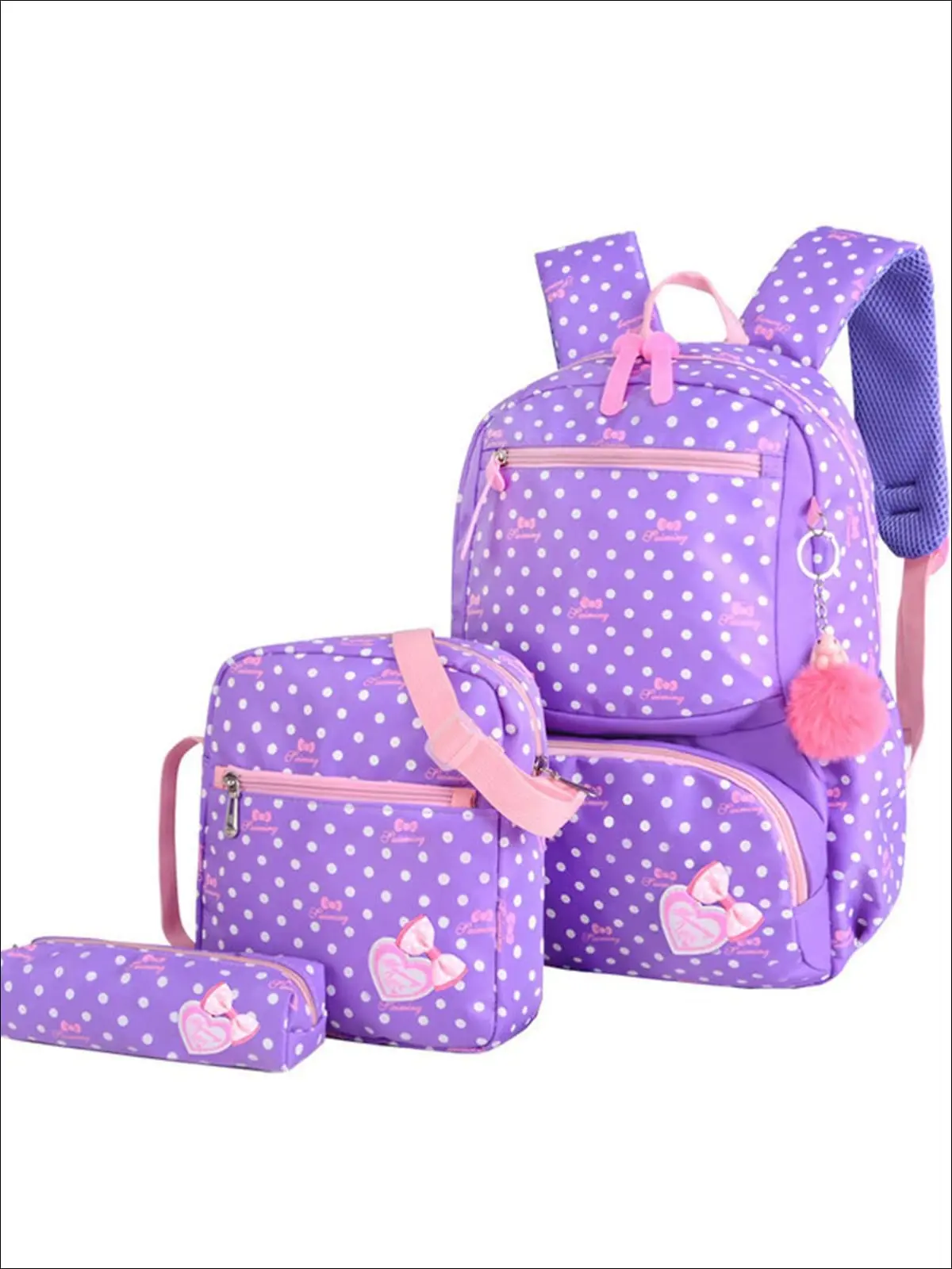 I Heart Polka Dots 3pc Backpack Set - Image 7