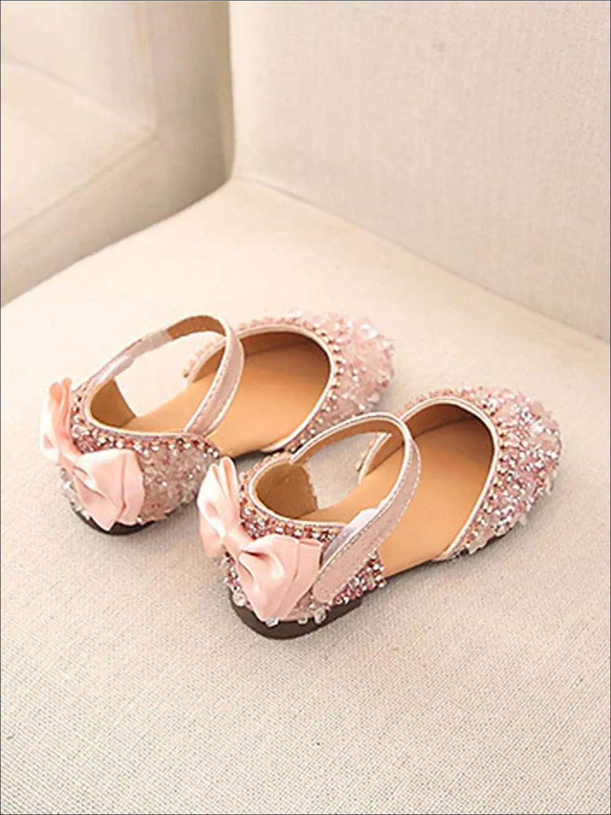 Princess Sequined Bow Back Flats By Liv and Mia - Image 5