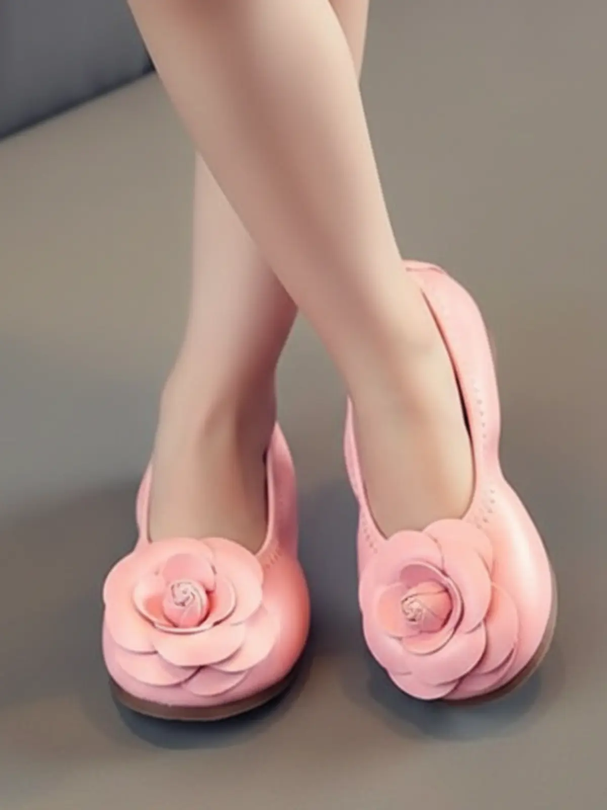 Rose Applique Synthetic Leather Flats By Liv and Mia - Image 7