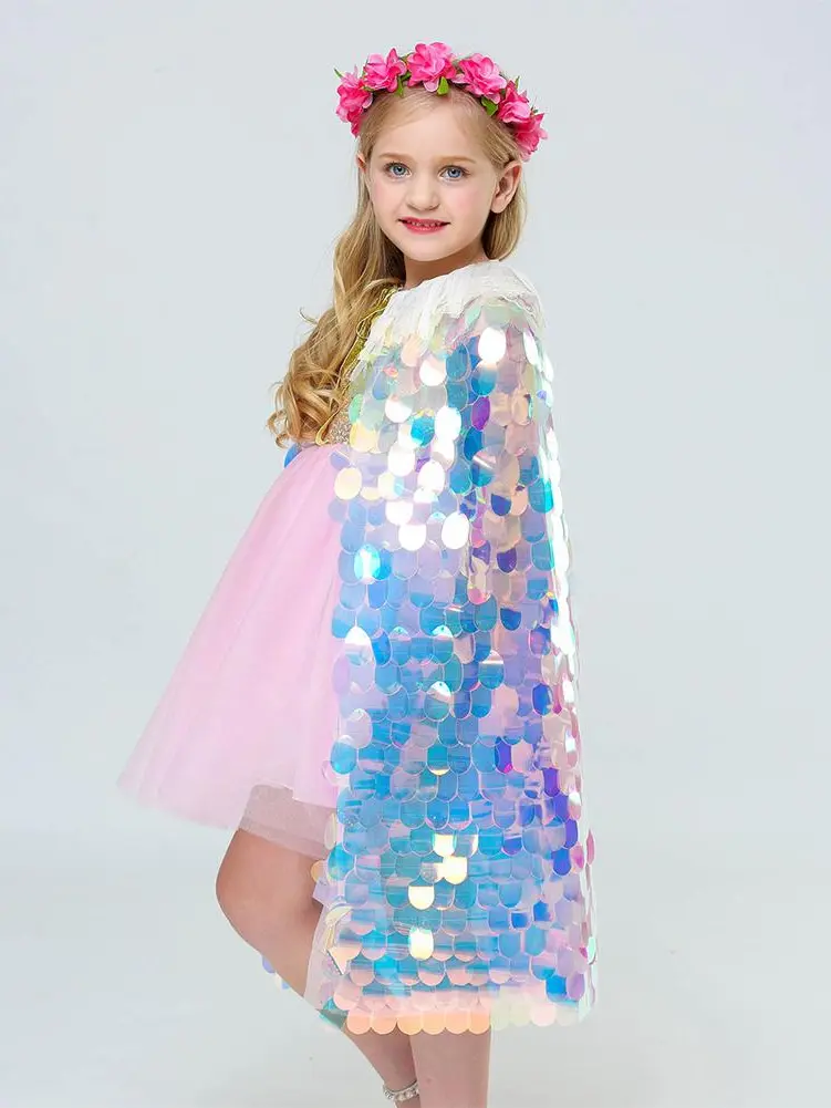 Girls Sequin Mermaid Cape - Image 3