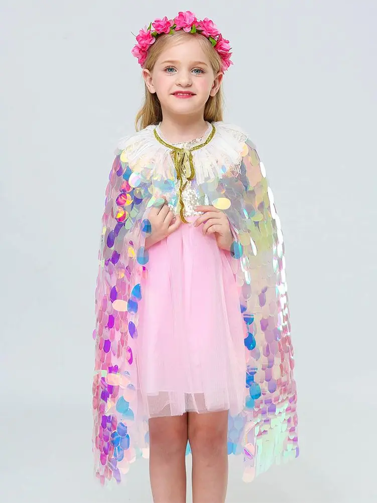 Girls Sequin Mermaid Cape - Image 4