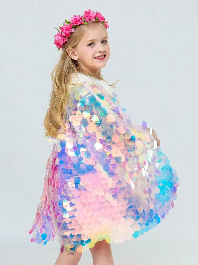 Girls Sequin Mermaid Cape - Image 5