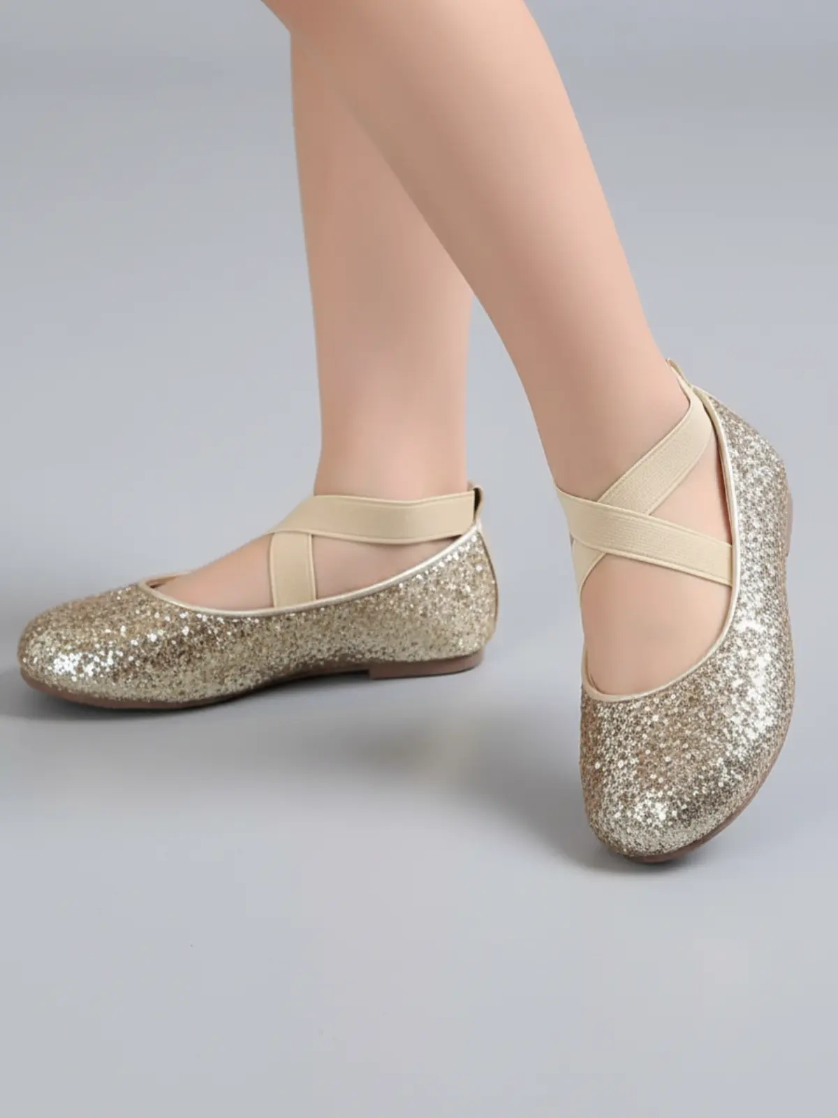 Sparkly Golden Glitter Ballet Flats By Liv and Mia - Image 6