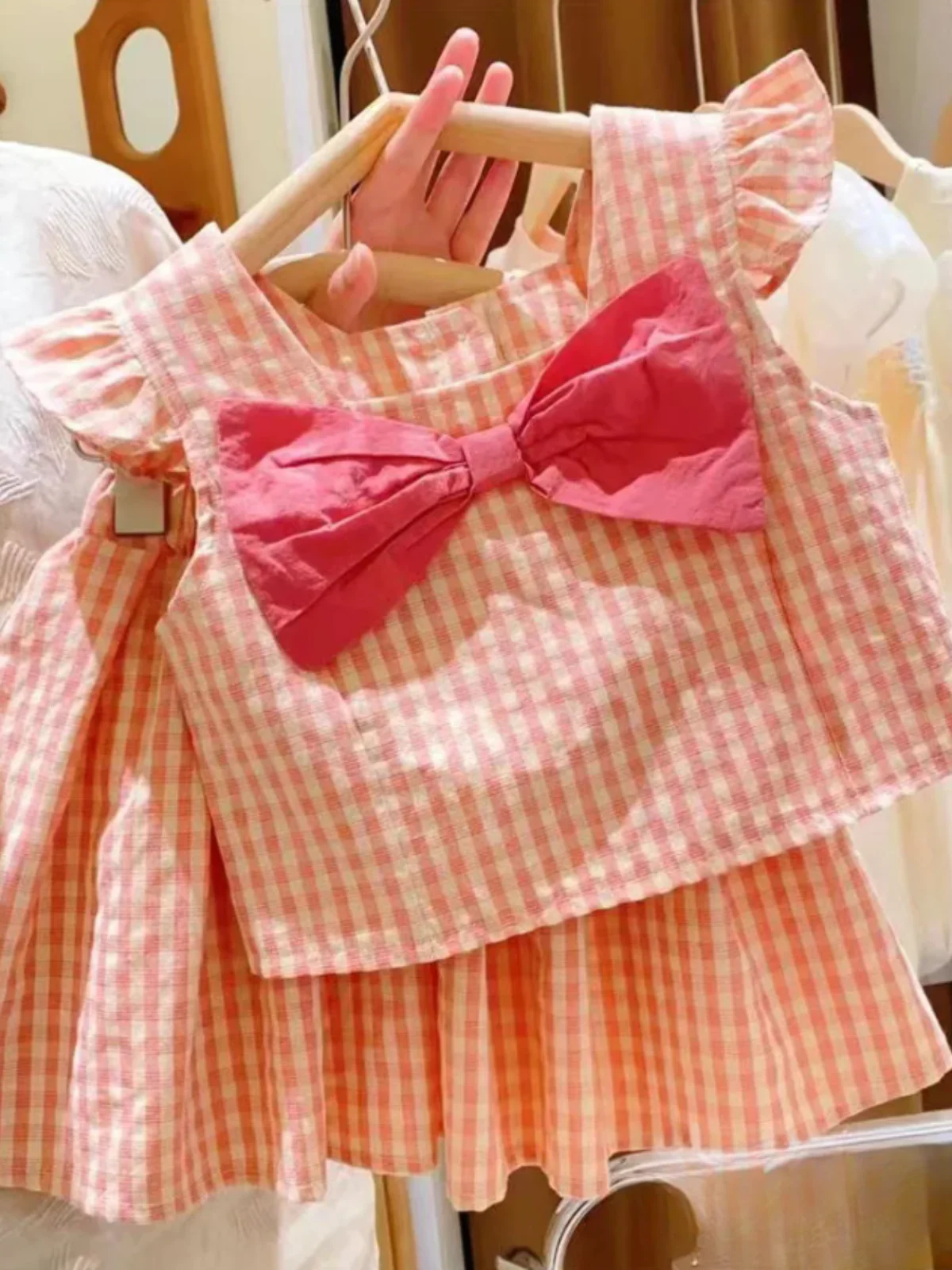 Sweet Sophistication Pink Gingham Skirt Set - Image 4