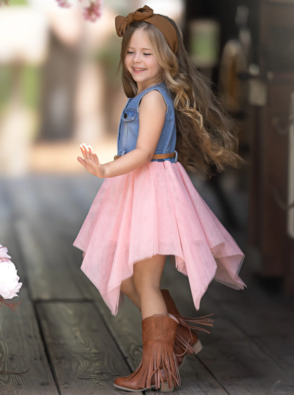 Giddy Up, Western Denim and Pink Dress - Image 3