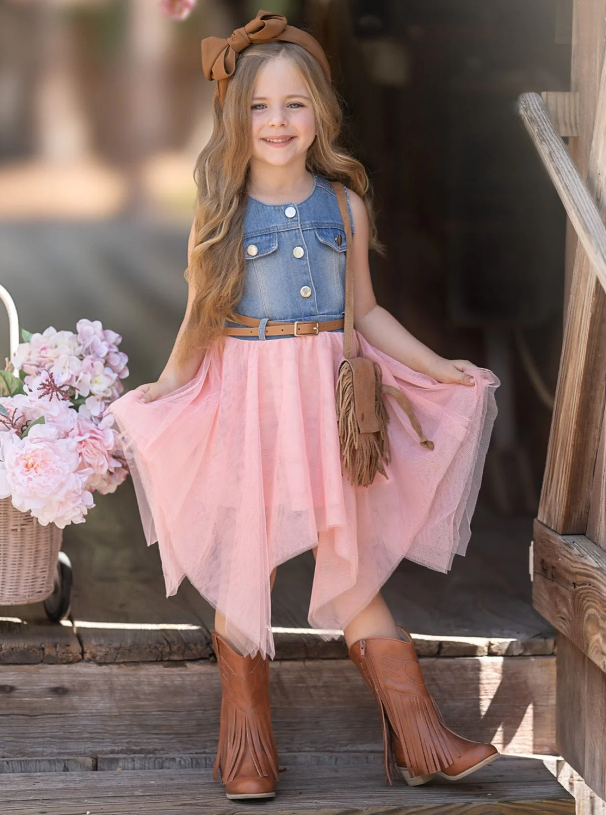 Giddy Up, Western Denim and Pink Dress - Image 4