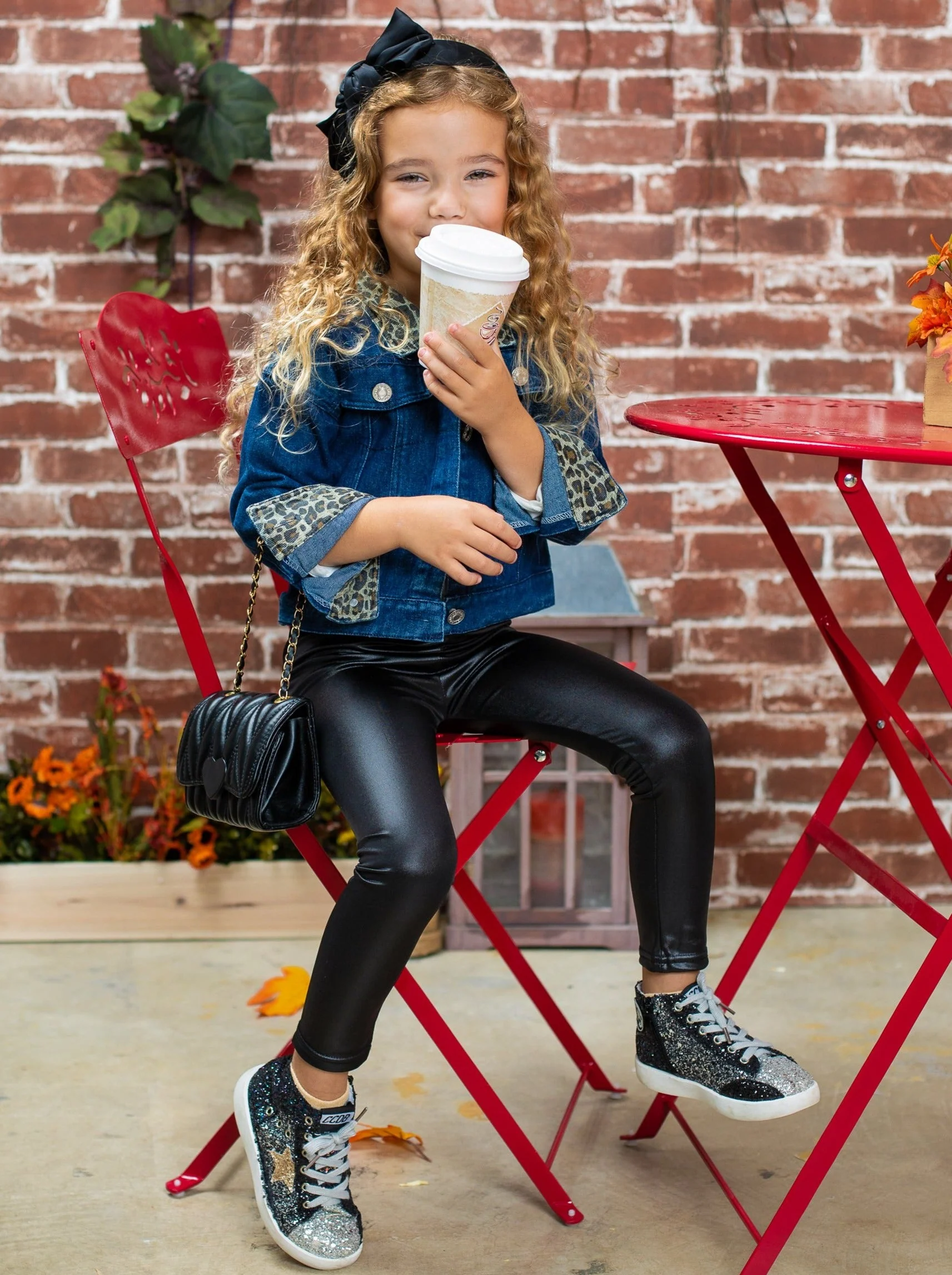 Leopard Lapel Denim Jacket - Image 3