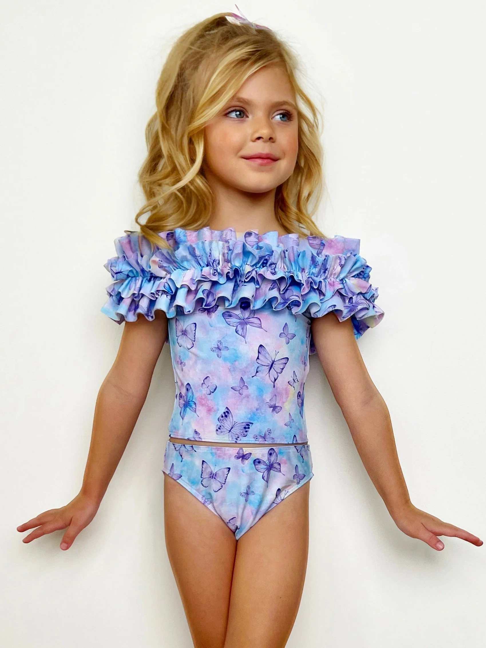 Lovely Butterflies Ruffle Tankini Two Piece Swimsuit - Image 3