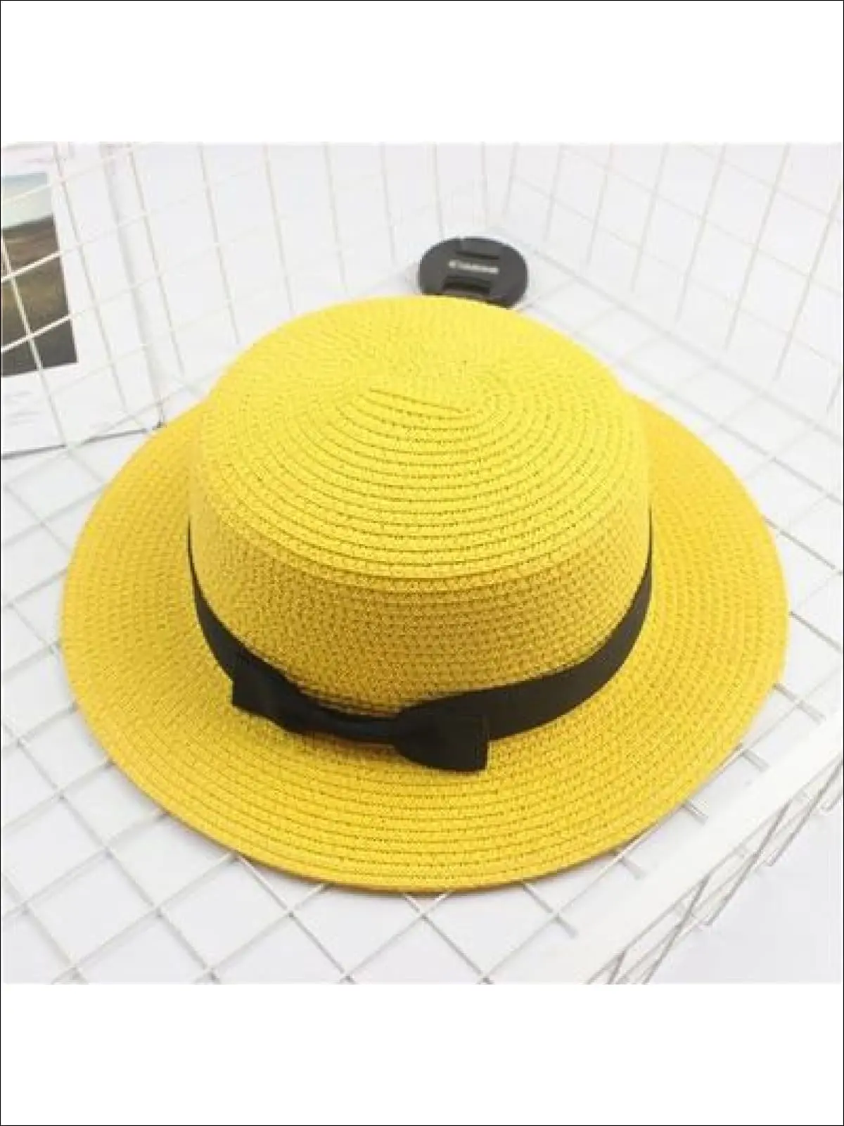 Girls Woven Straw Fedora Hat with Bow Tie (Multiple Color Options) - Image 10