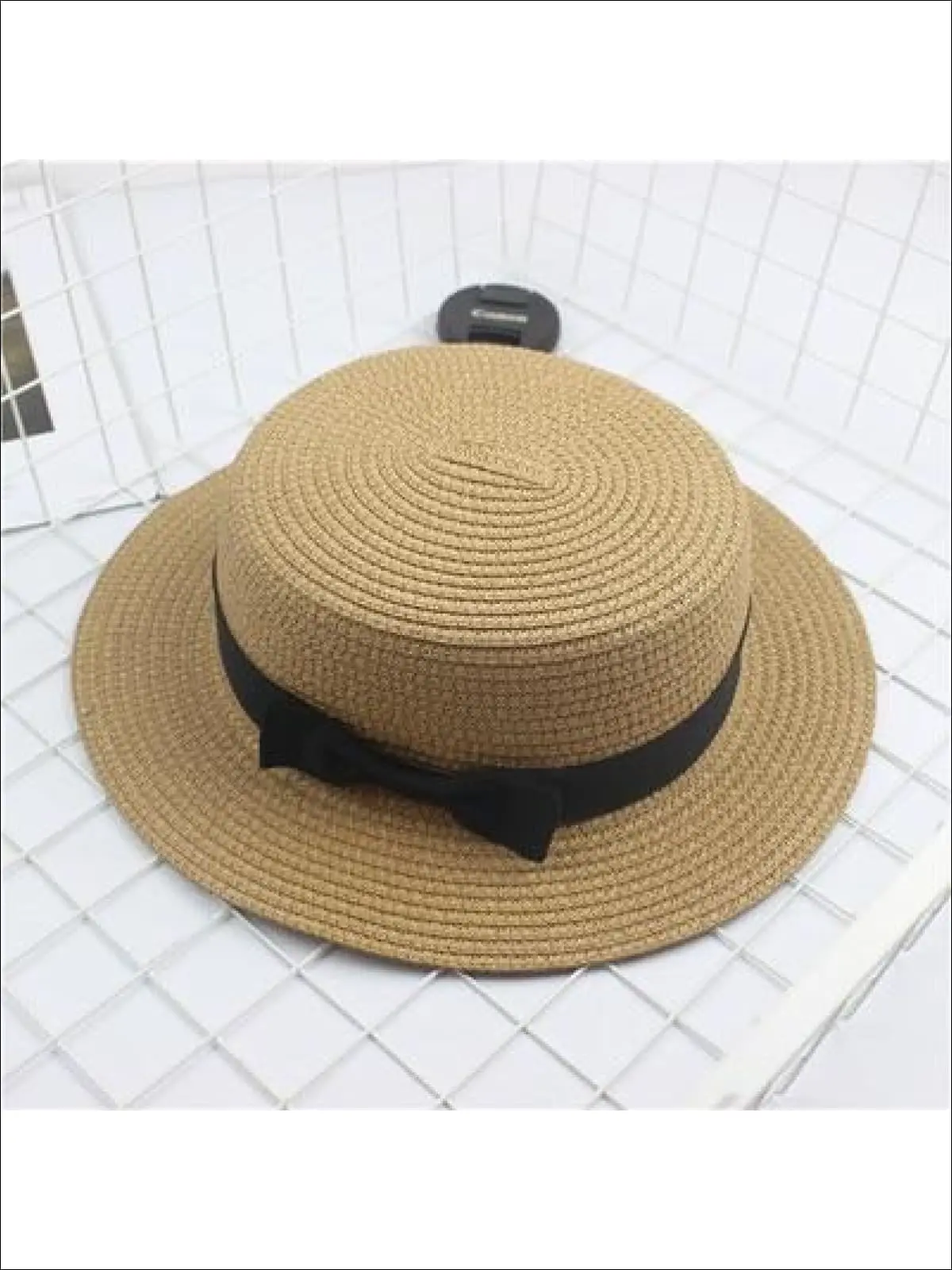 Girls Woven Straw Fedora Hat with Bow Tie (Multiple Color Options) - Image 11