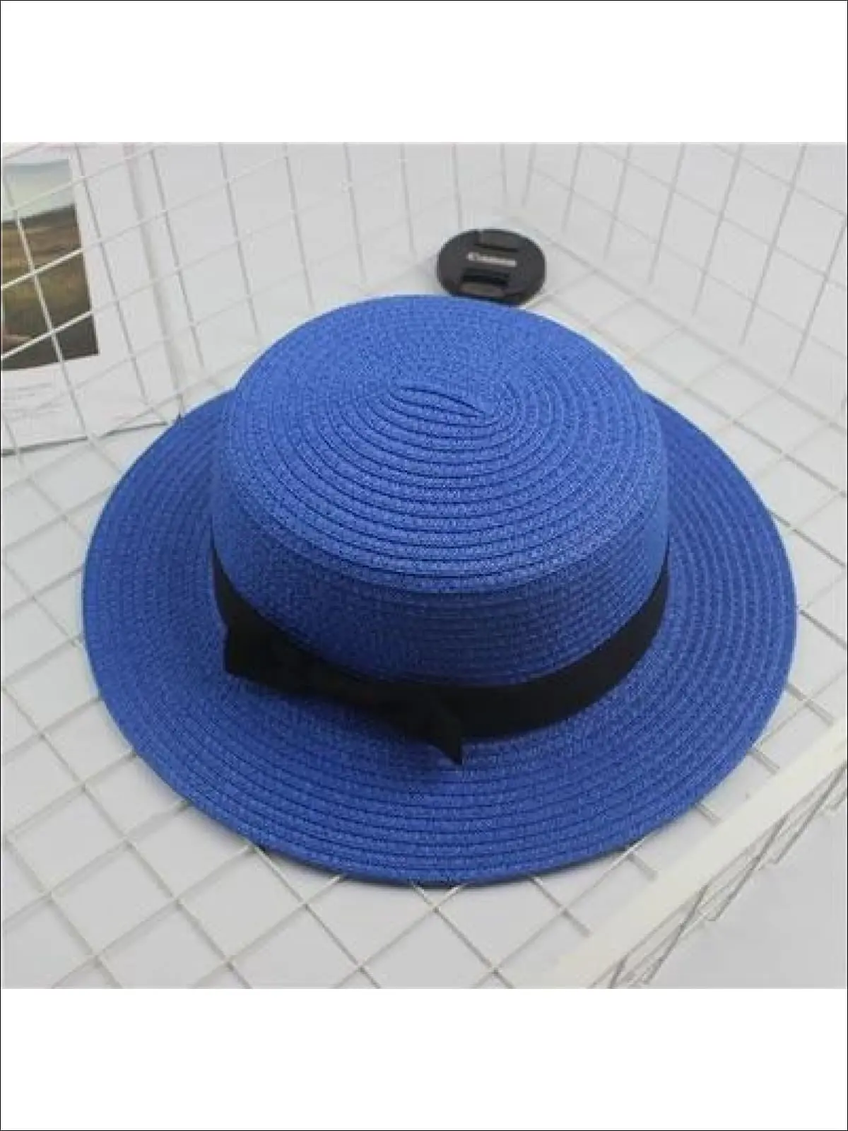 Girls Woven Straw Fedora Hat with Bow Tie (Multiple Color Options) - Image 12