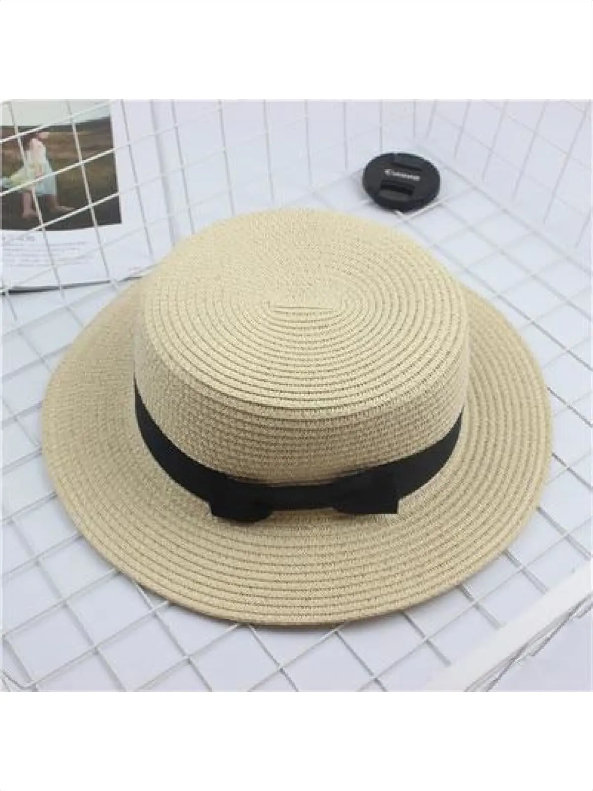 Girls Woven Straw Fedora Hat with Bow Tie (Multiple Color Options) - Image 14