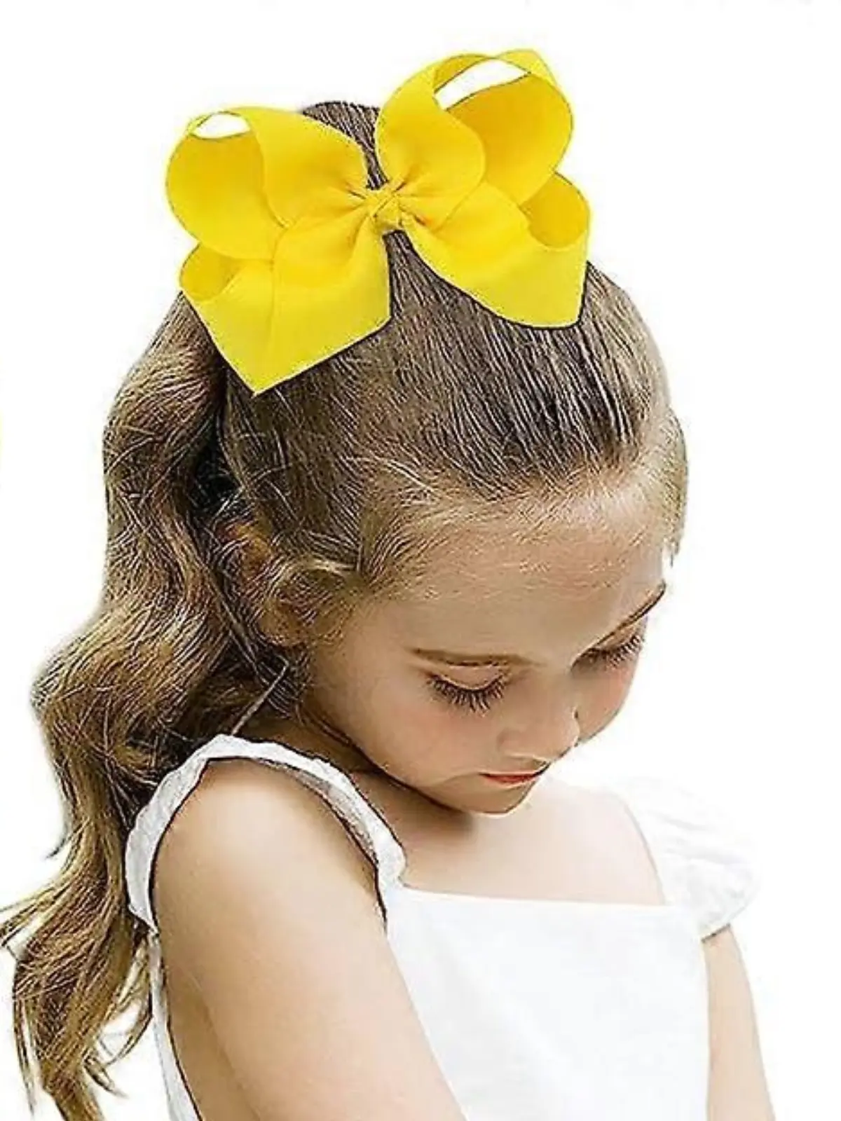 Girls Yellow 6 Inch Hair Bow - Image 5