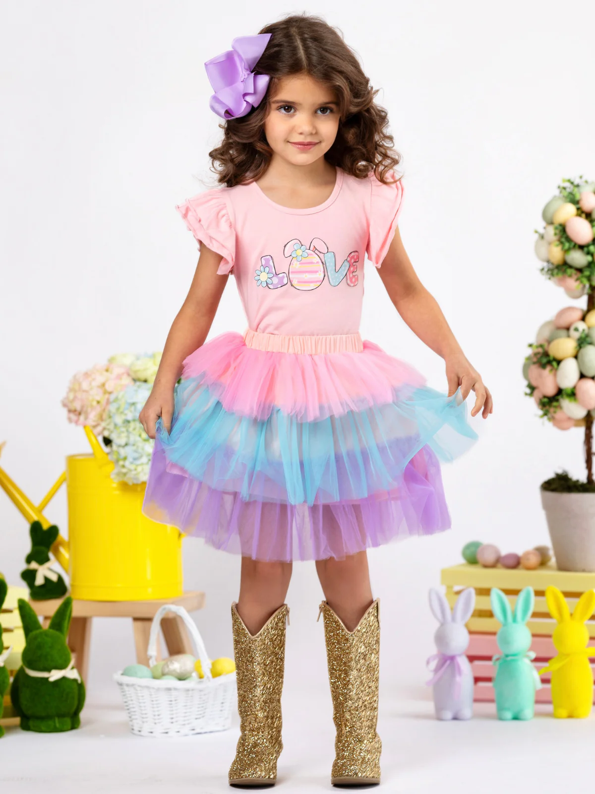 Love Easter Egg Top and Tutu Skirt Set - Image 4