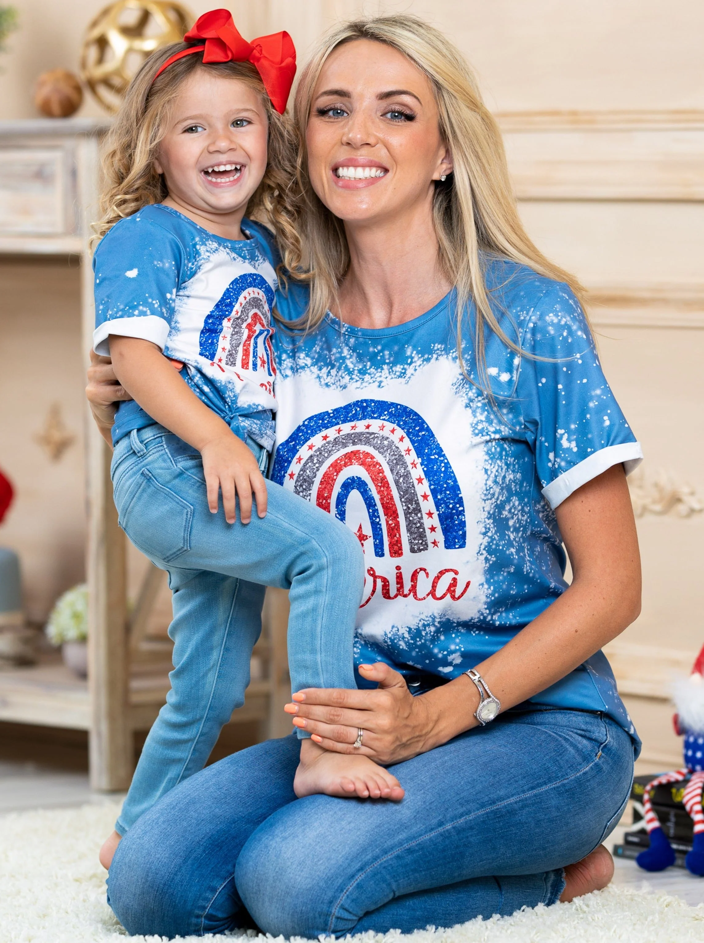 Mommy and Me American Rainbow Top - Image 3