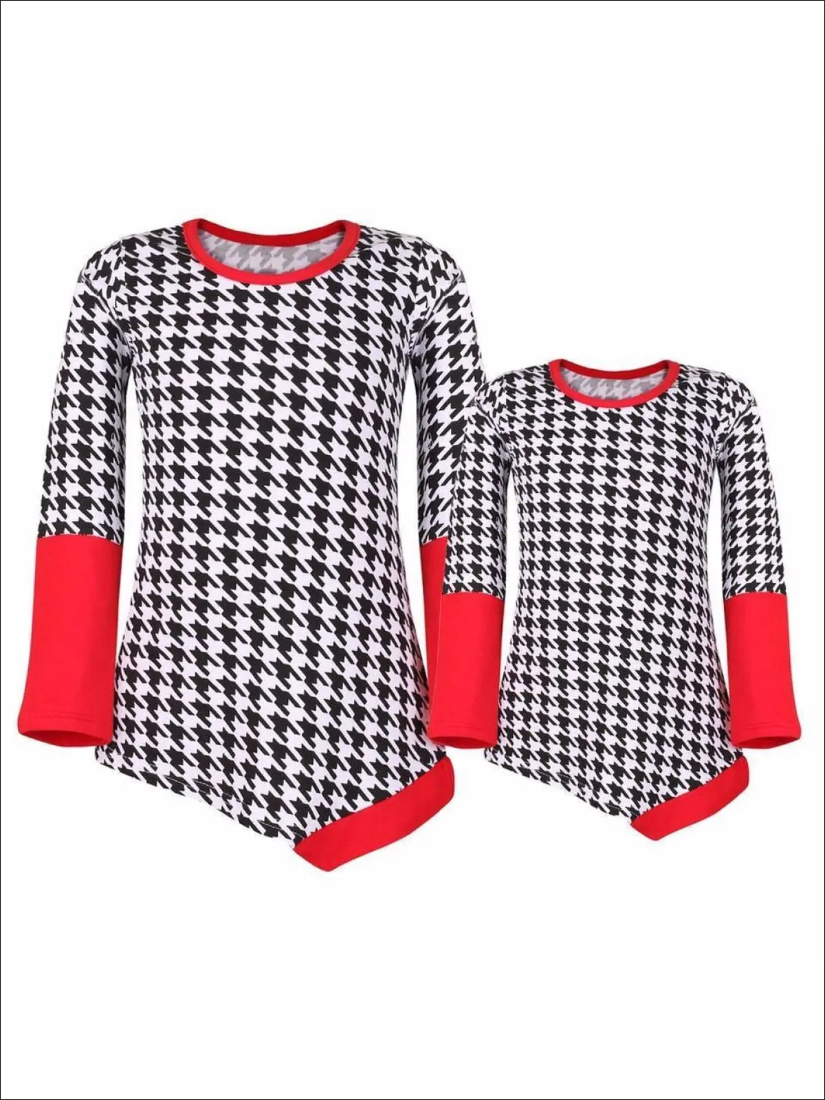 Mommy and Me Black and Red Houndstooth Matching Asymmetric Tunic - Image 3