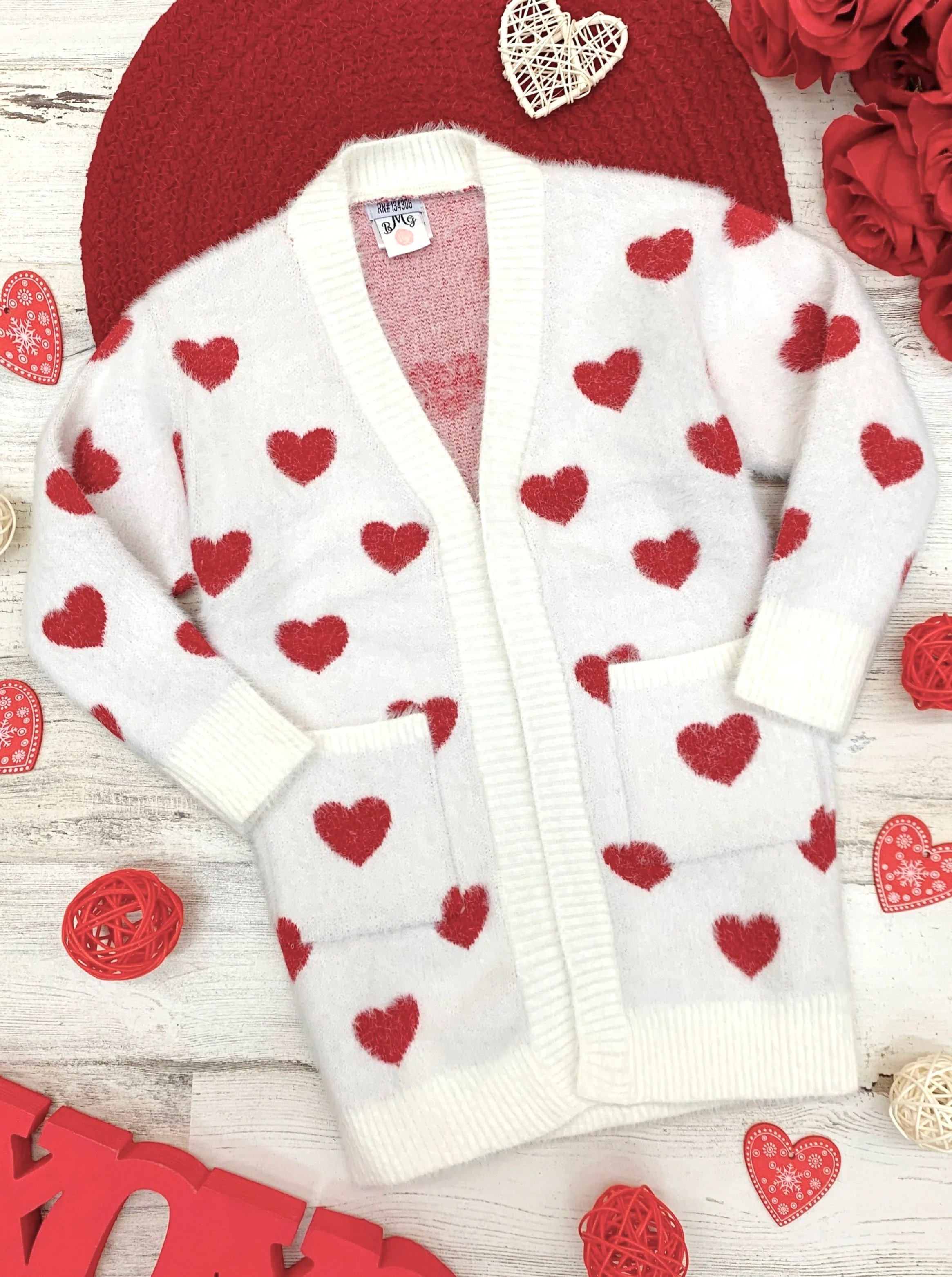 Mommy and Me I Love You Lots Oversized Heart Cardigan - Image 3