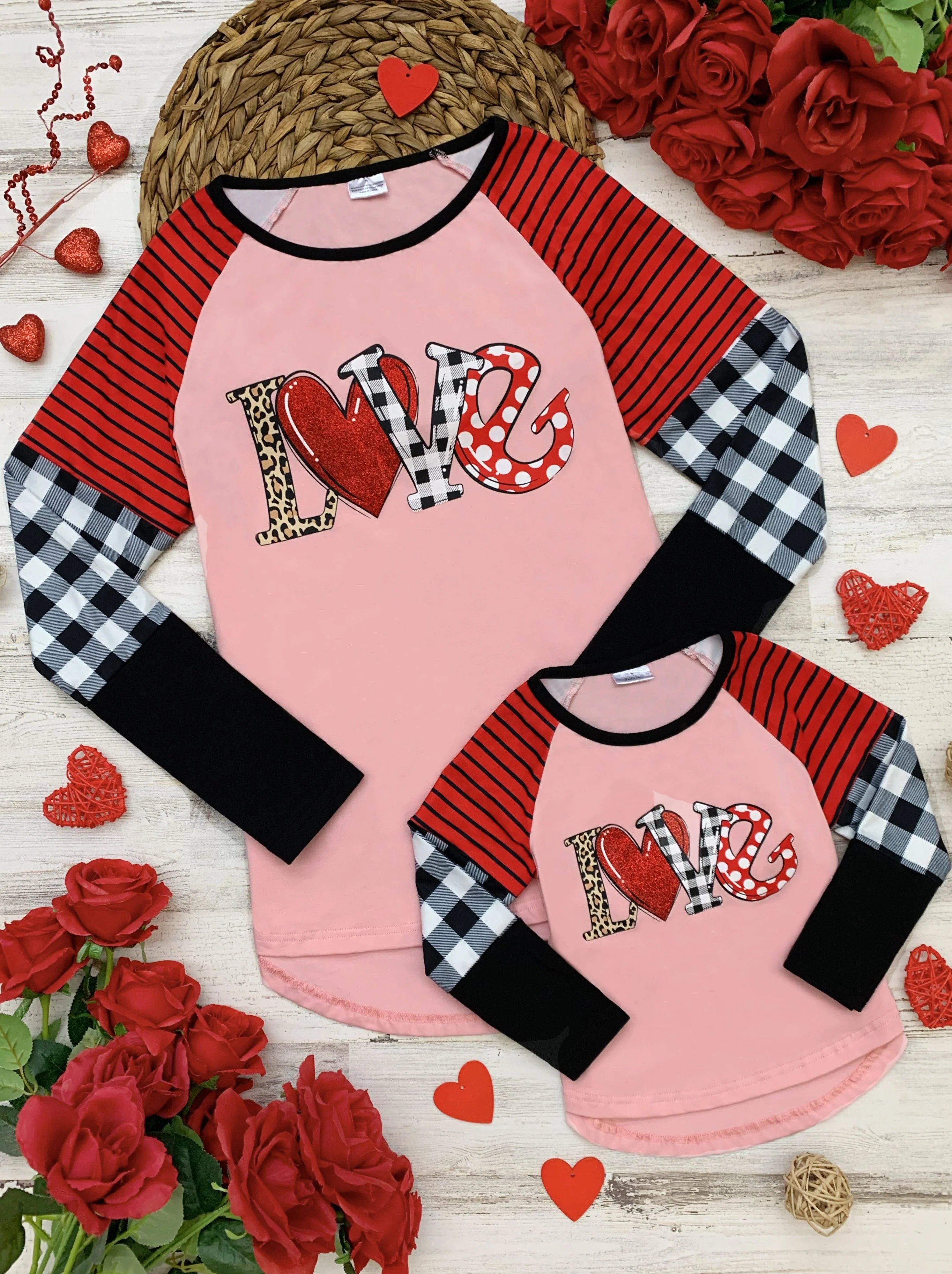 Mommy & Me Love Gingham Graphic Raglan Tee - Image 3