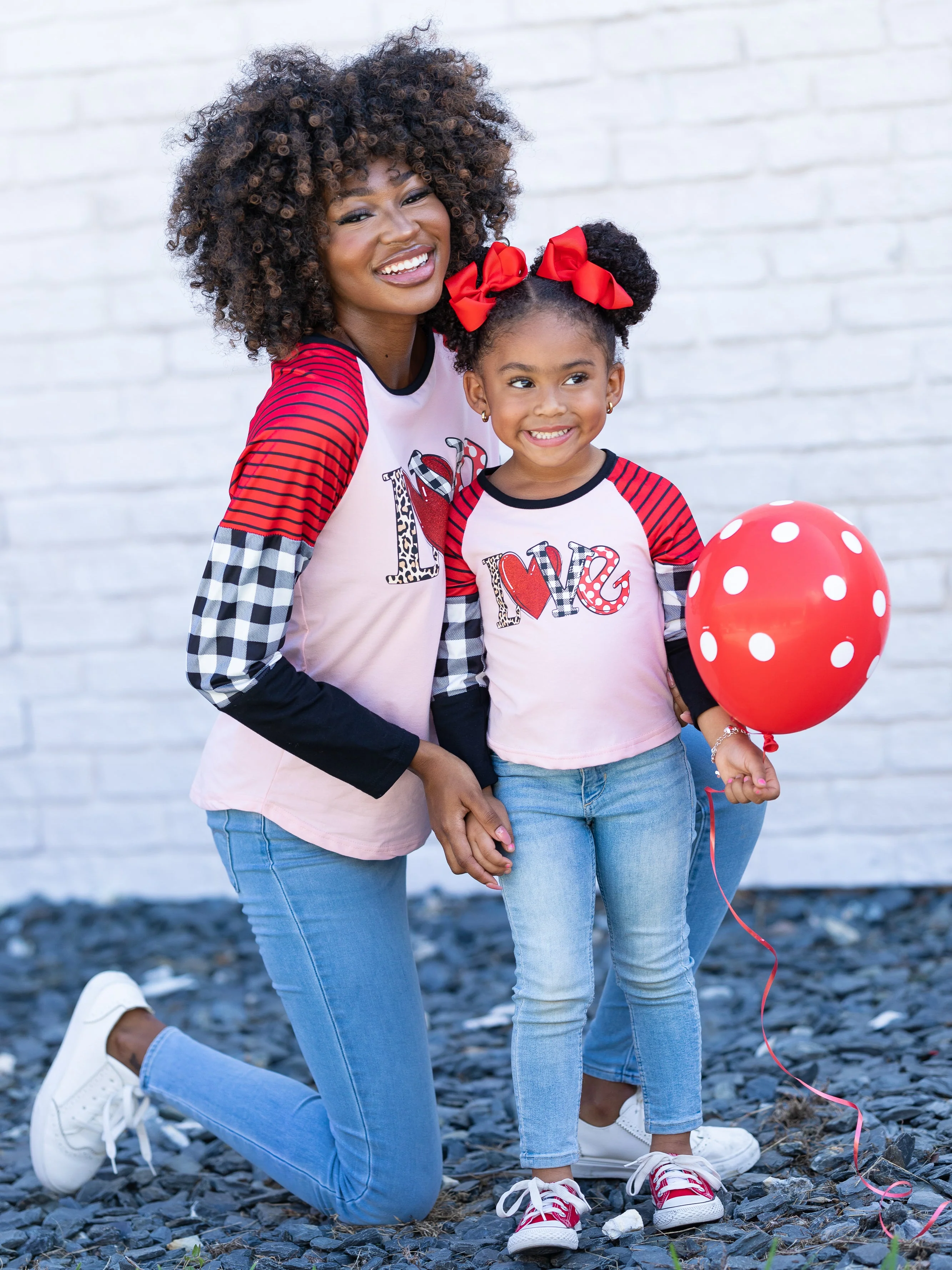 Mommy & Me Love Gingham Graphic Raglan Tee - Image 4