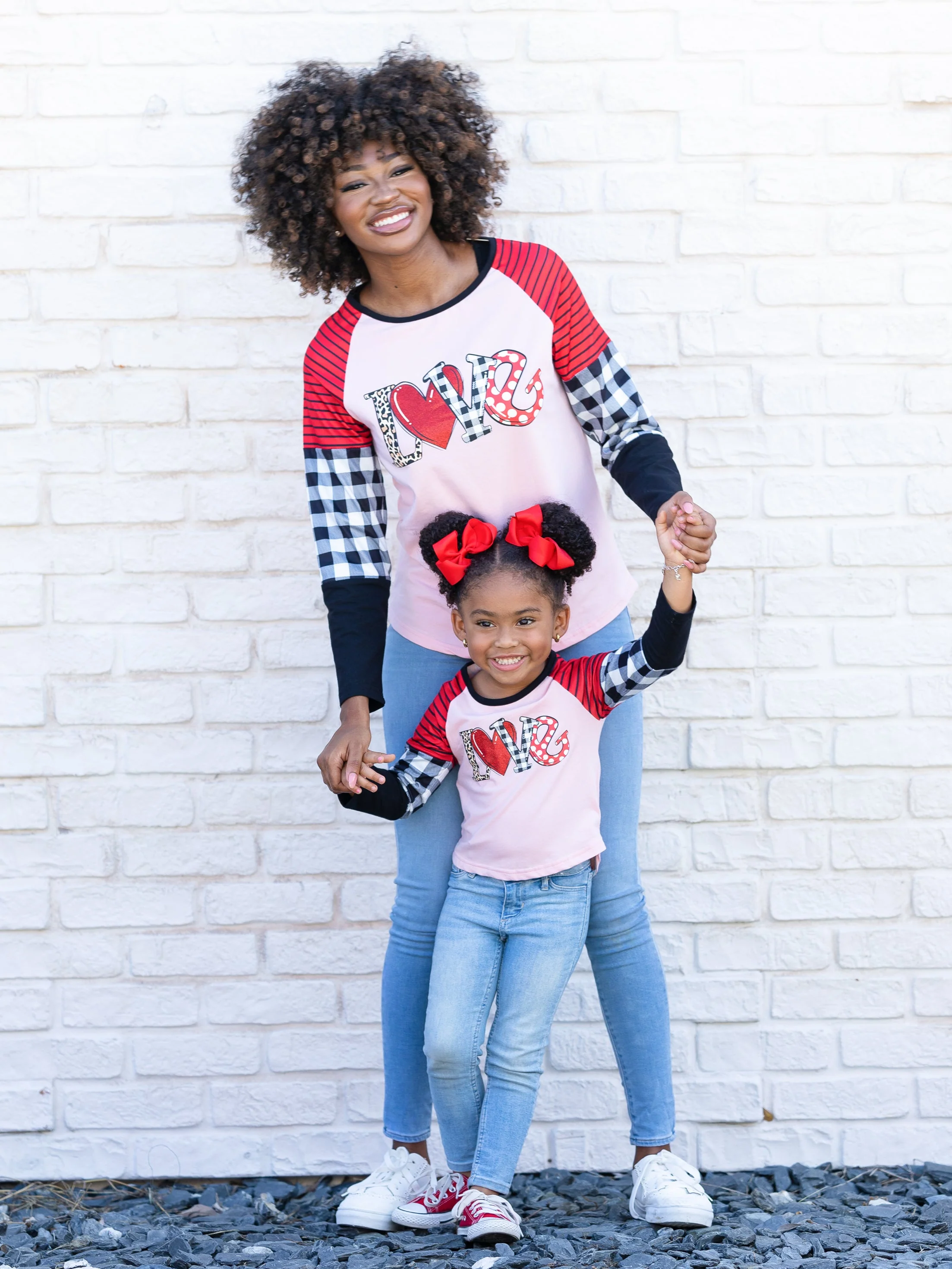 Mommy & Me Love Gingham Graphic Raglan Tee - Image 5